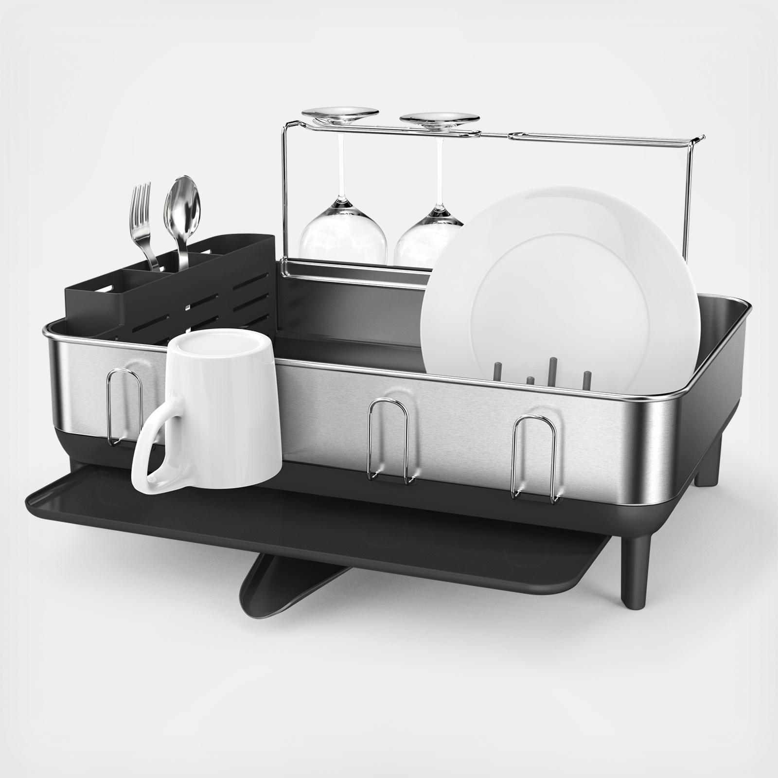 Dish Drying Rack with Glass Holder, Steel Frame 1 Dish Drying Rack with Glass Holder, Steel Frame