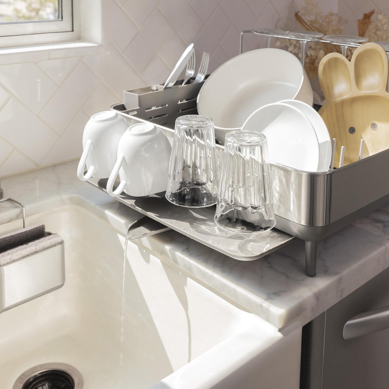 Dish Drying Rack with Glass Holder, Steel Frame 3 Dish Drying Rack with Glass Holder, Steel Frame