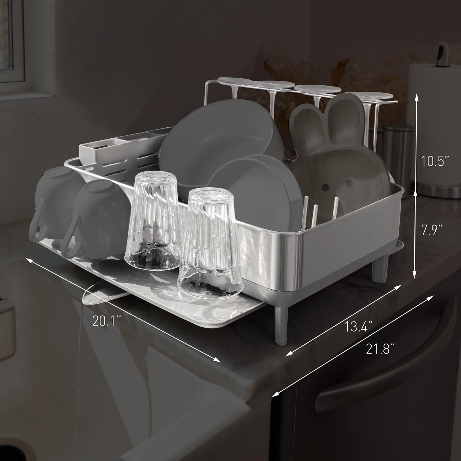 Dish Drying Rack with Glass Holder, Steel Frame 4 Dish Drying Rack with Glass Holder, Steel Frame
