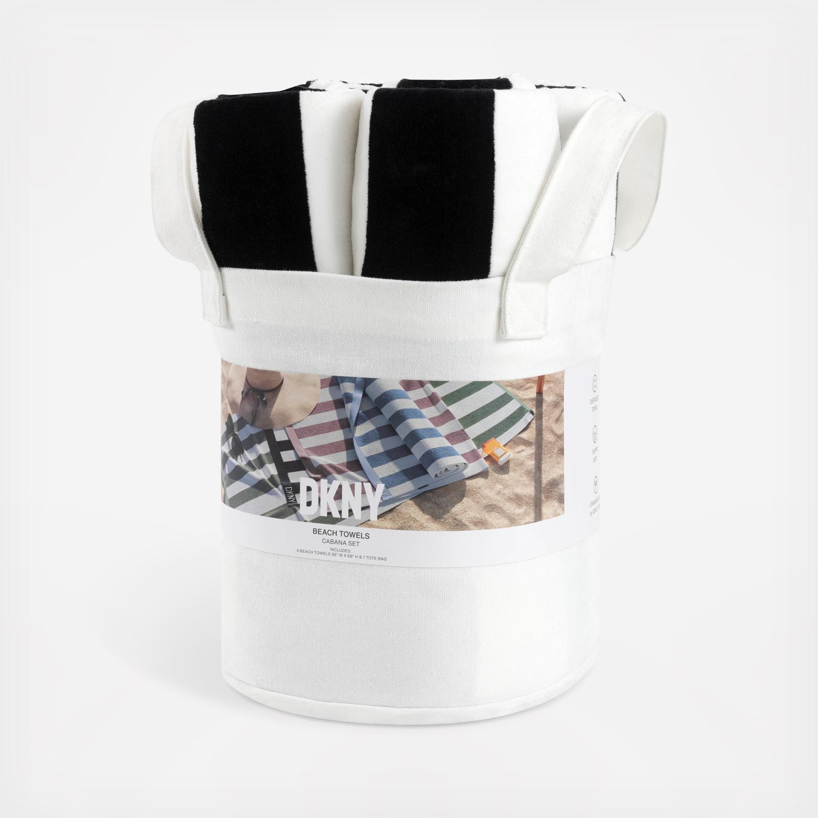 Cabana Stripe Beach Towel & Tote Bag, Set of 4 2 Cabana Stripe Beach Towel & Tote Bag, Set of 4