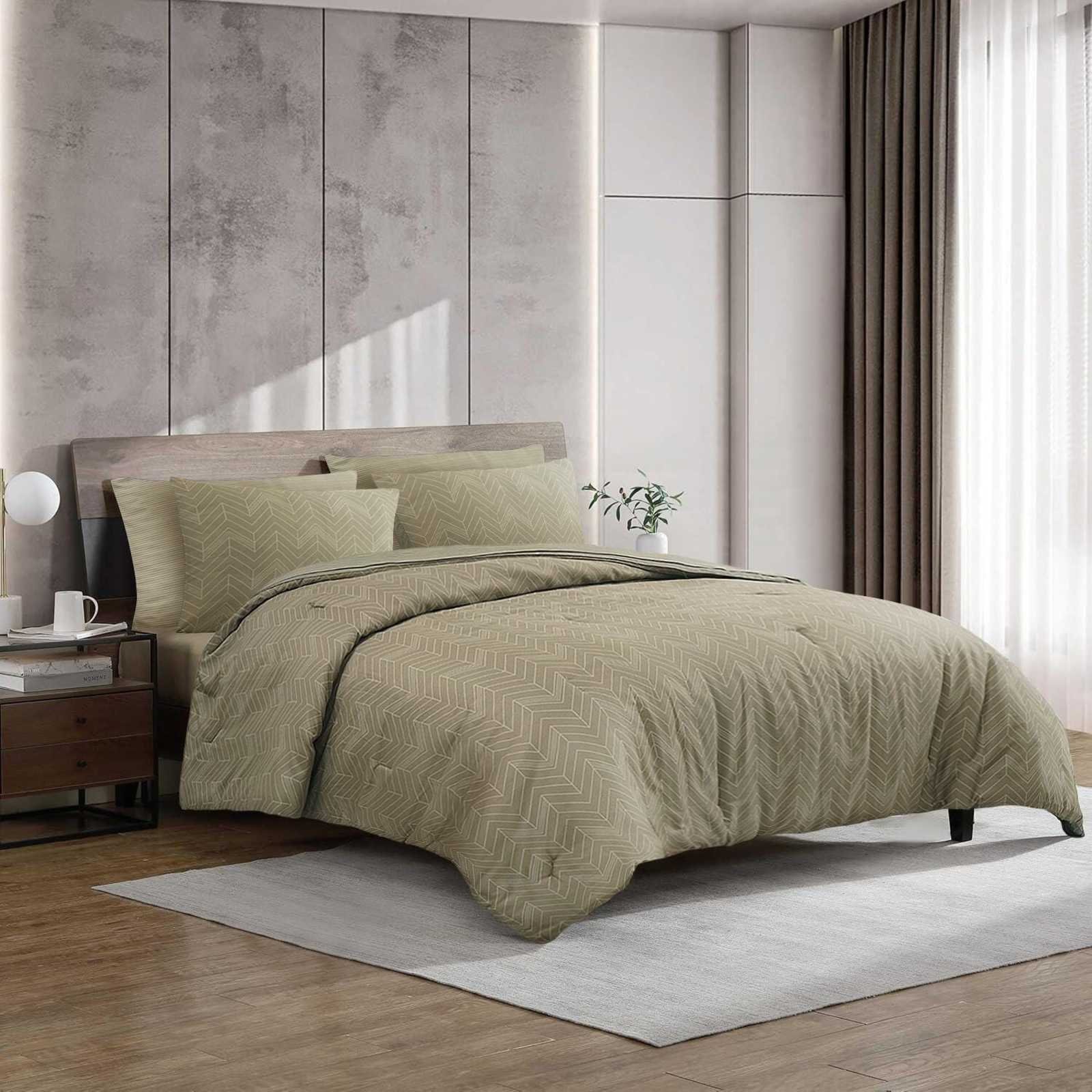 Delancey Ink Stripe Microfiber 7-Piece Comforter Set