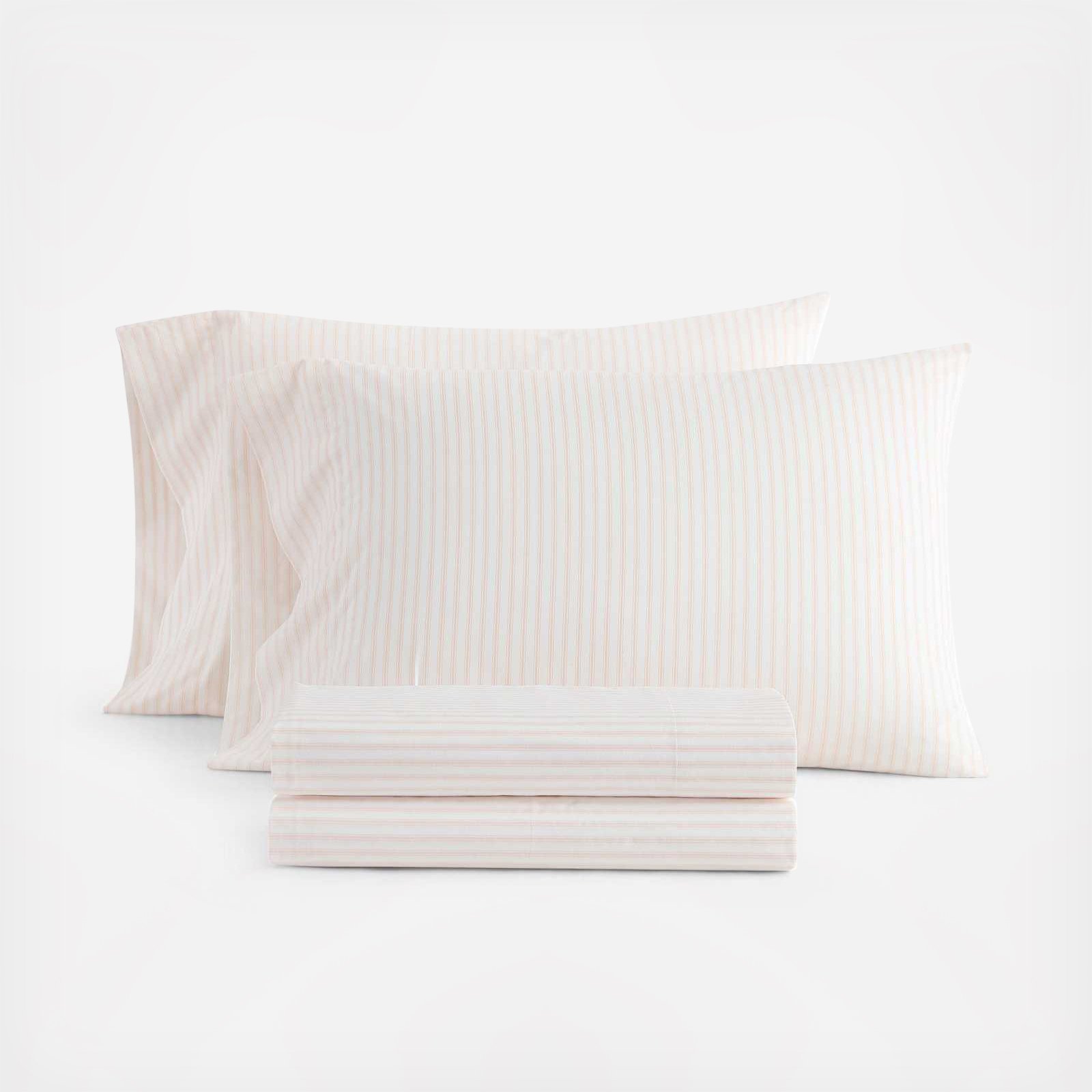 Core Ticking Stripe Cotton Percale 4-Piece Sheet Set 2 Core Ticking Stripe Cotton Percale 4-Piece Sheet Set