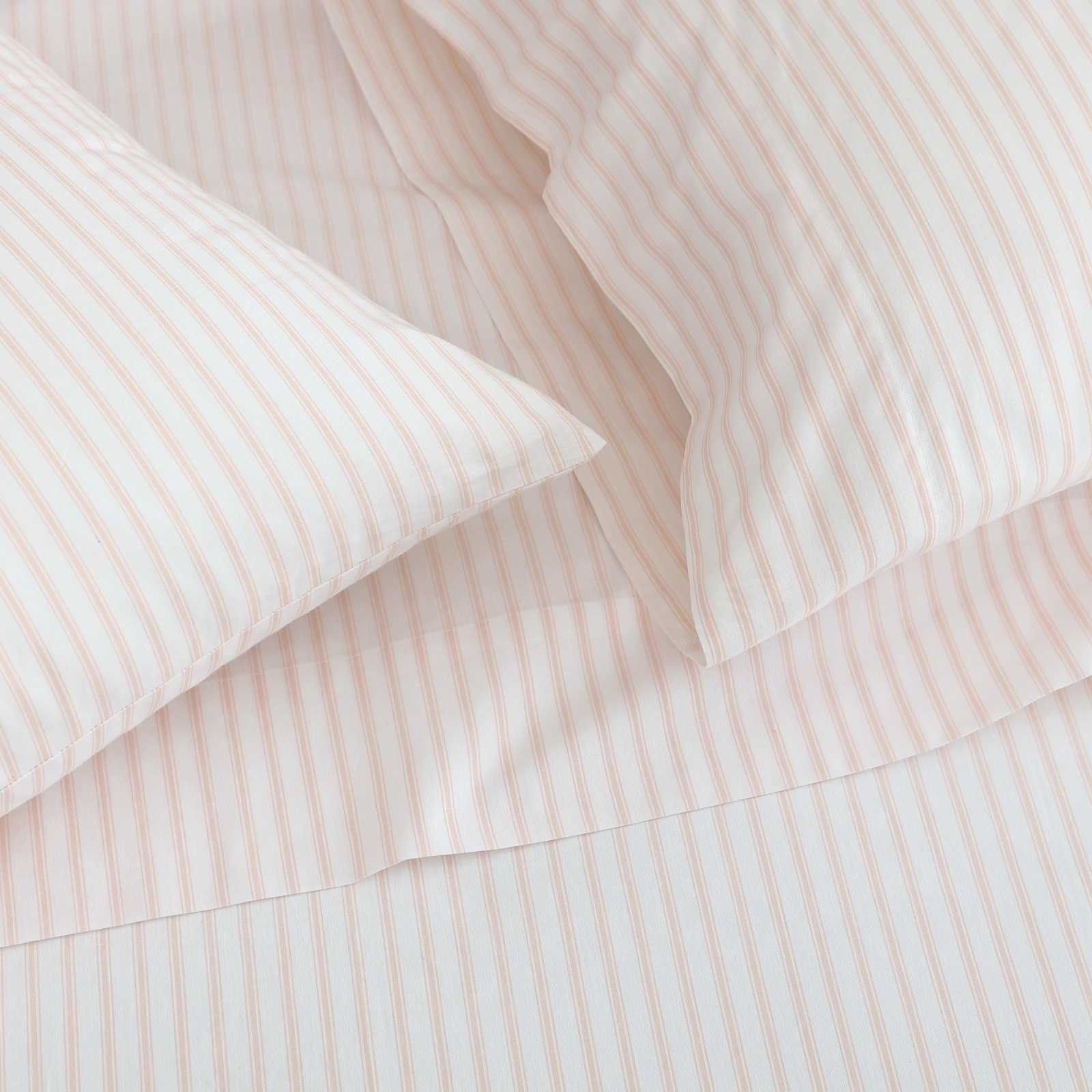 Core Ticking Stripe Cotton Percale 4-Piece Sheet Set 6 Core Ticking Stripe Cotton Percale 4-Piece Sheet Set