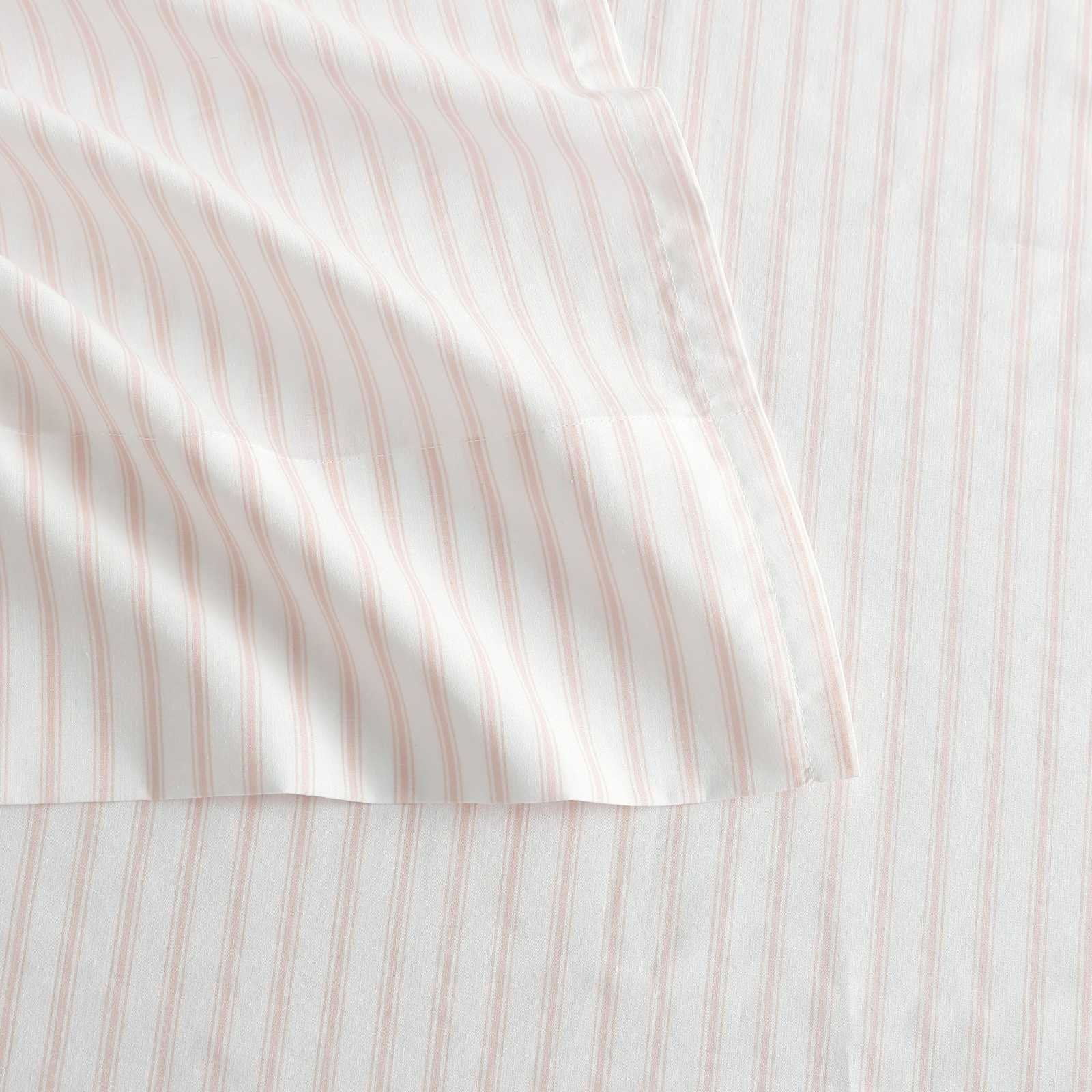 Core Ticking Stripe Cotton Percale 4-Piece Sheet Set 7 Core Ticking Stripe Cotton Percale 4-Piece Sheet Set