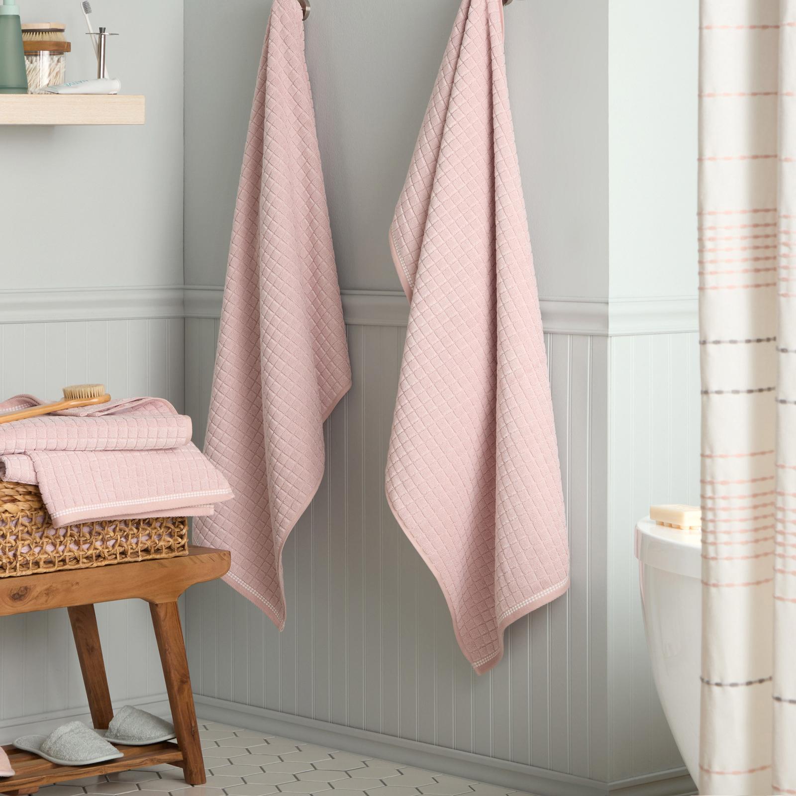 Everyday Textured Windowpane Bath Towel, Set of 4 14 Everyday Textured Windowpane Bath Towel, Set of 4
