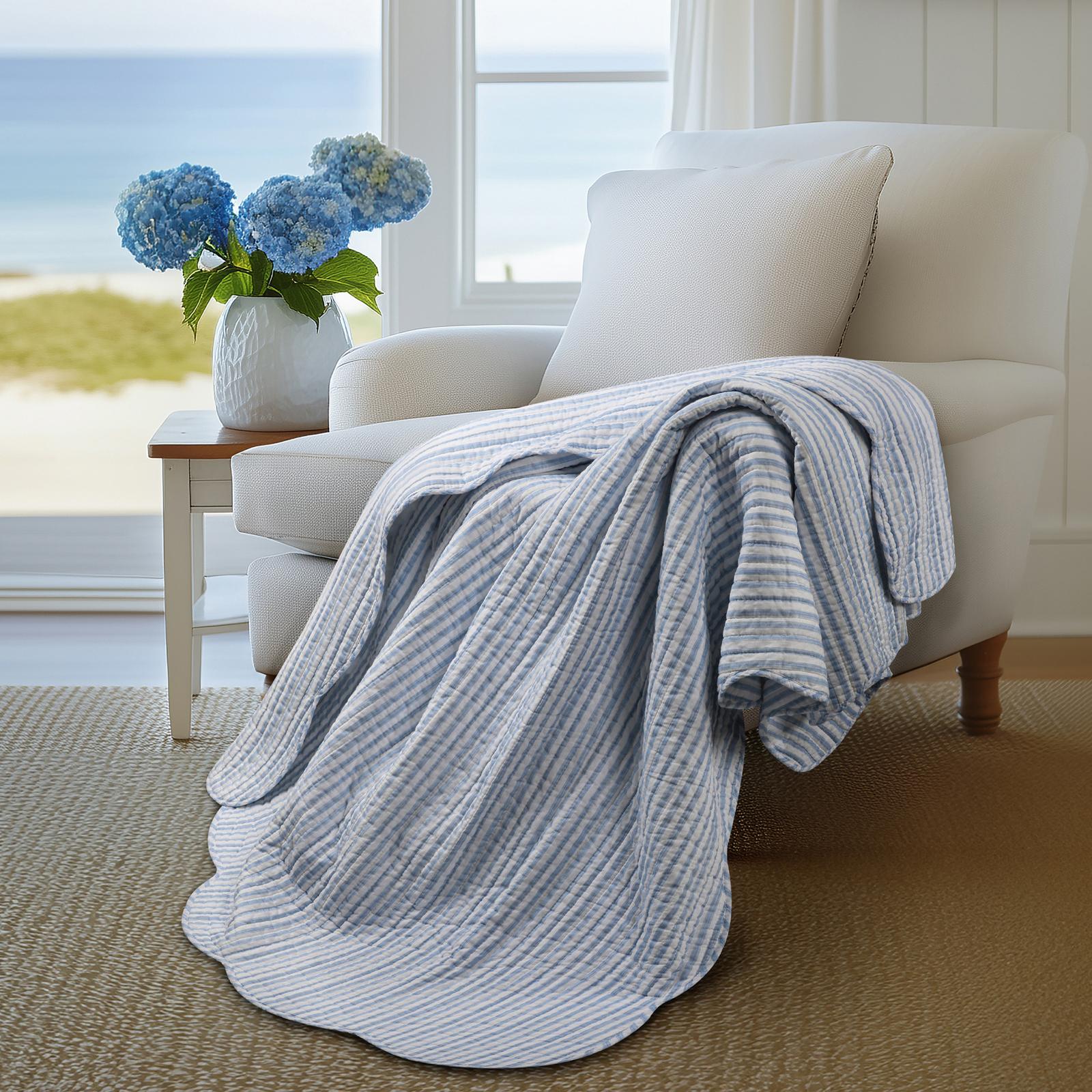 Martha Stripe Quilted Throw 1 Martha Stripe Quilted Throw