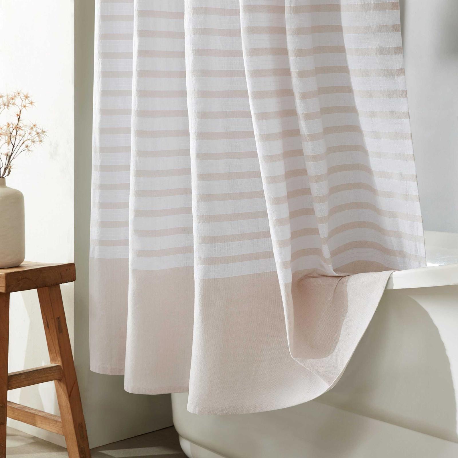 Modern Stripe Waffle Shower Curtain