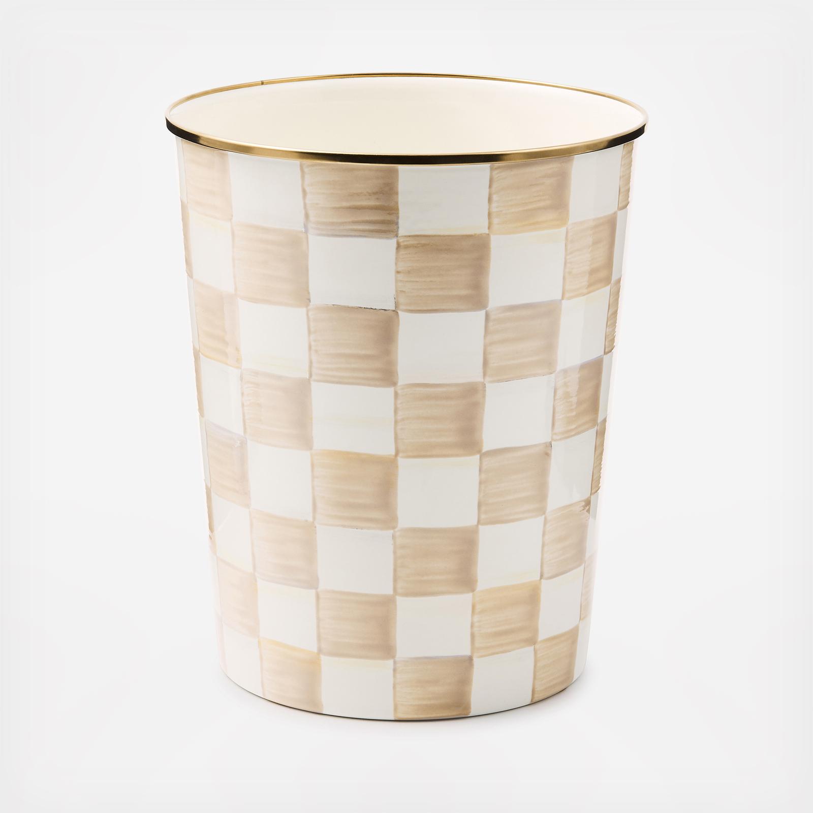 Mocha Check Stainless Steel Waste Bin 5 Mocha Check Stainless Steel Waste Bin