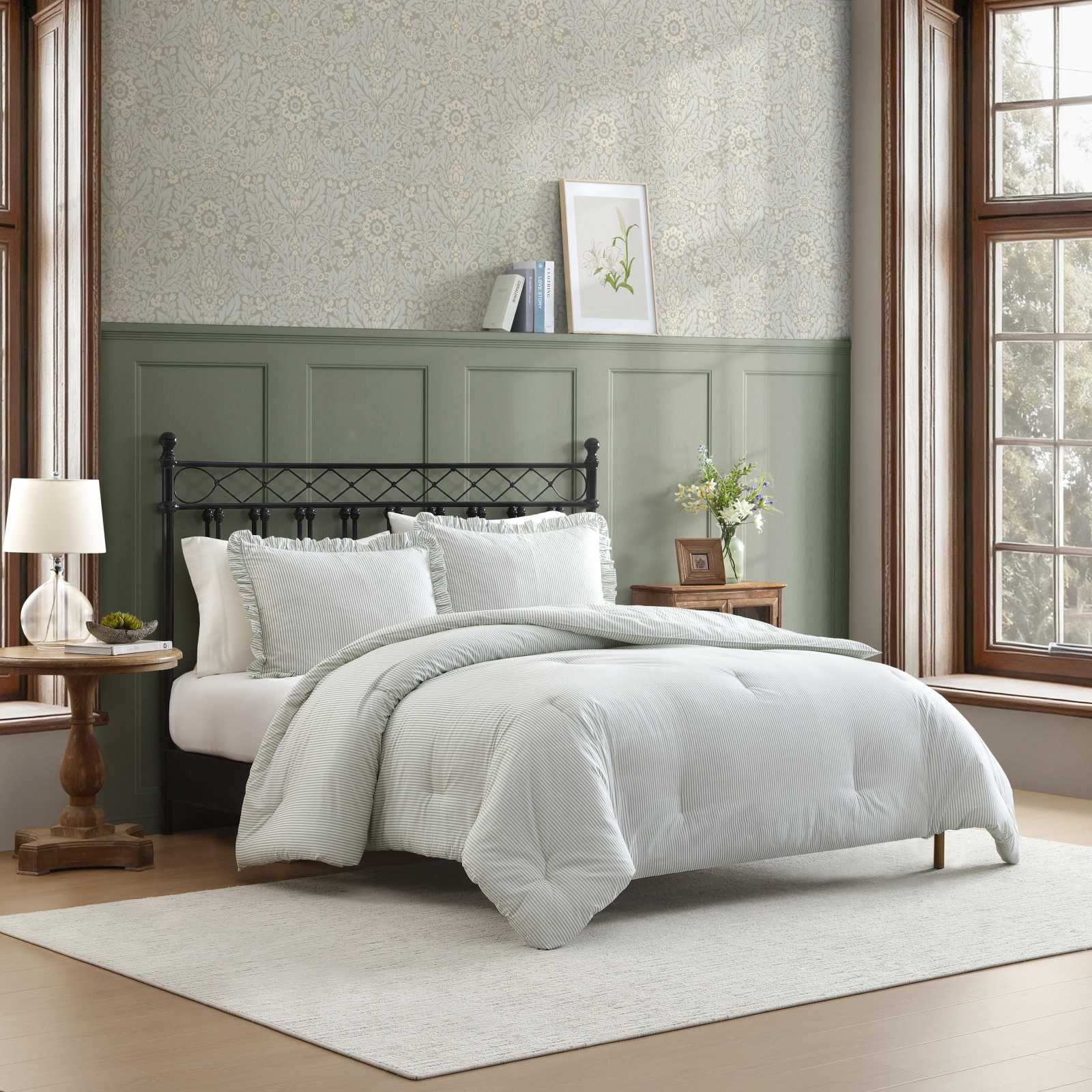 Oxford Stripe Cotton 3-Piece Comforter Set 4 Oxford Stripe Cotton 3-Piece Comforter Set