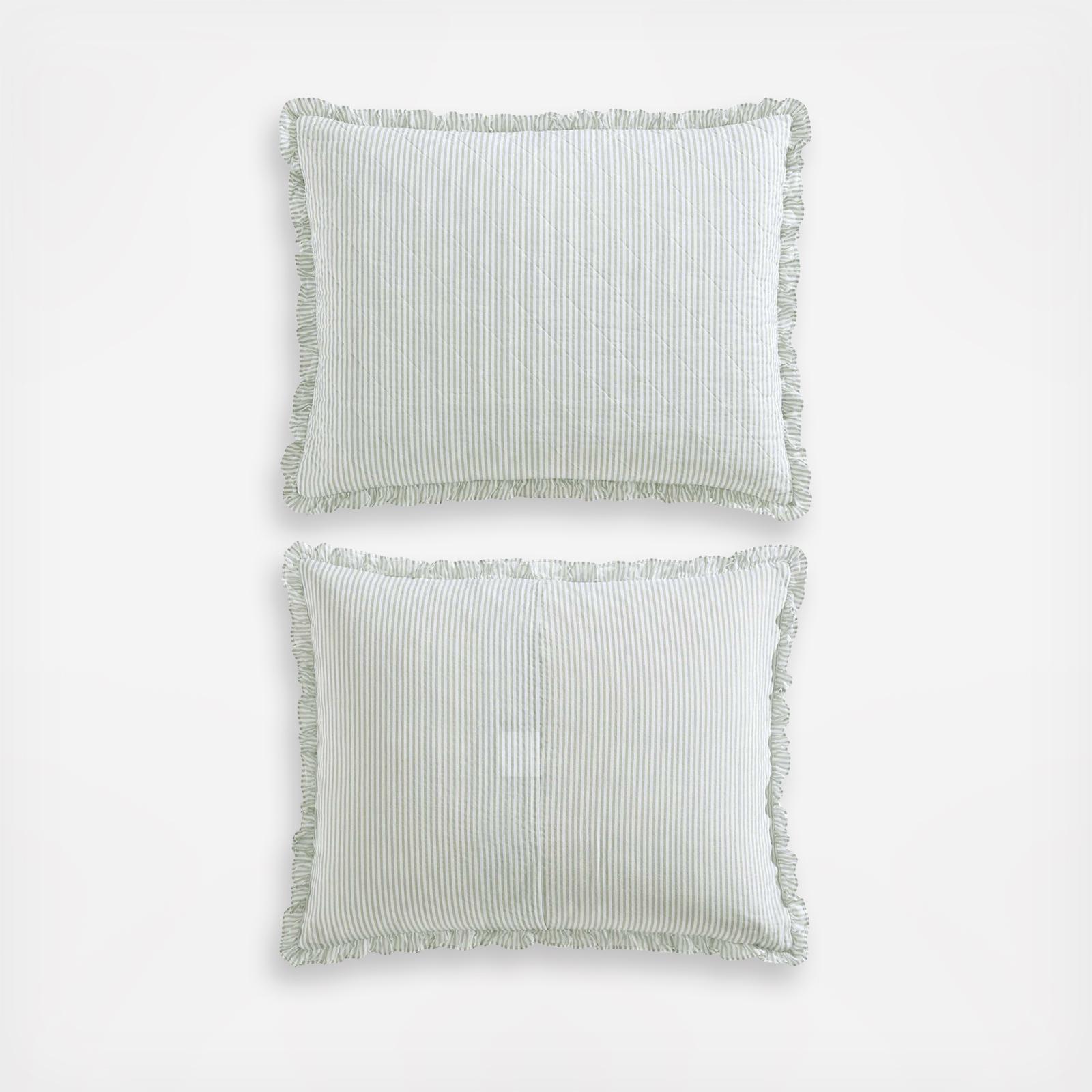 Oxford Stripe Cotton 3-Piece Reversible Quilt Set 3 Oxford Stripe Cotton 3-Piece Reversible Quilt Set