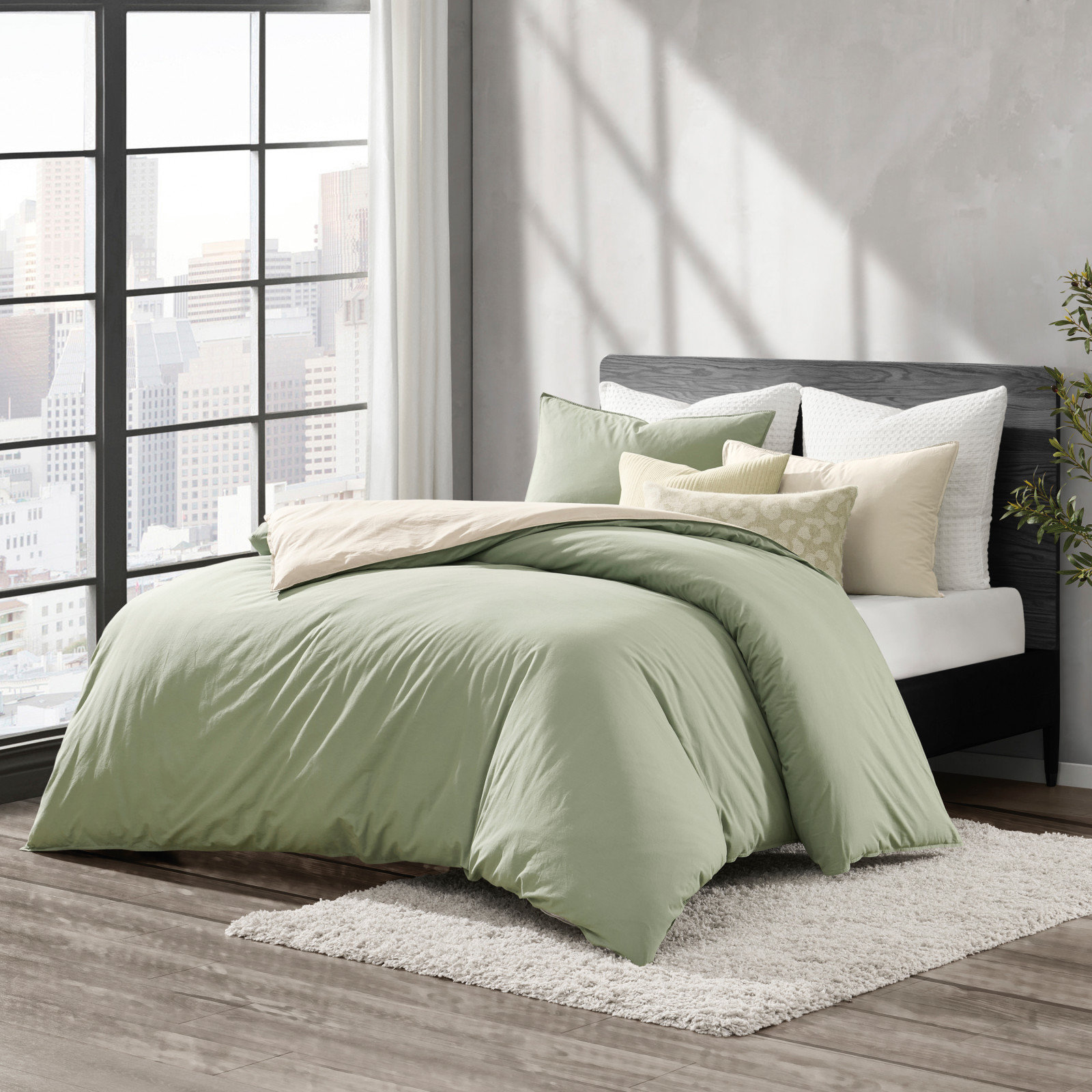 Reversible Vintage Washed Cotton 3-Piece Comforter Set 11 Reversible Vintage Washed Cotton 3-Piece Comforter Set