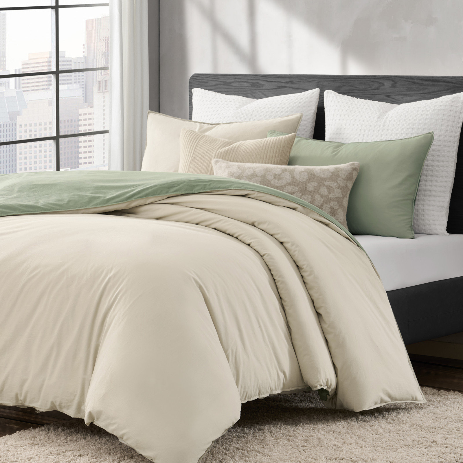 Reversible Vintage Washed Cotton 3-Piece Comforter Set 5 Reversible Vintage Washed Cotton 3-Piece Comforter Set