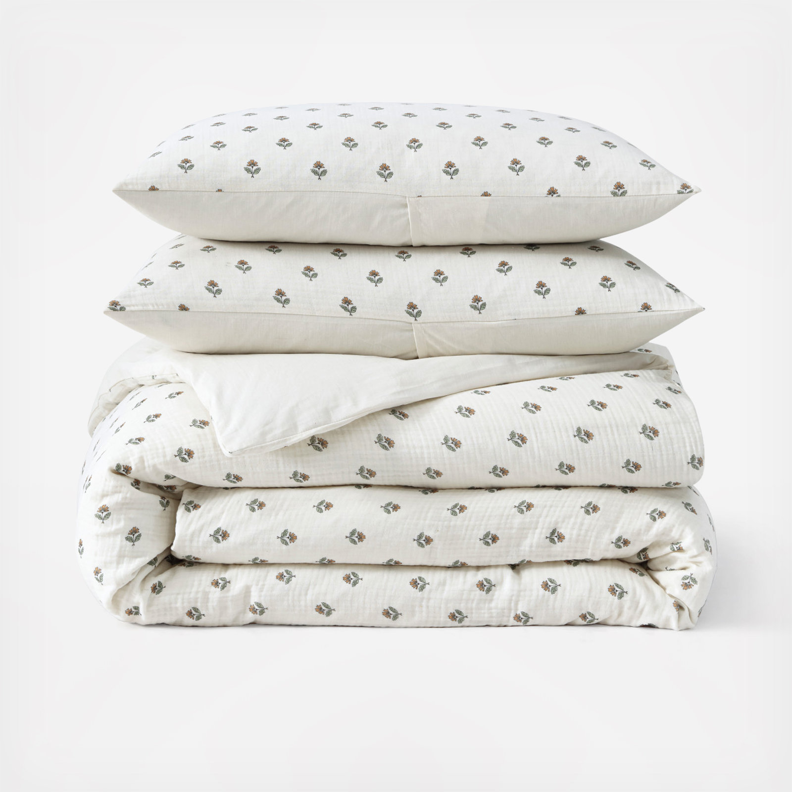 3-Piece Block Print Gauze Comforter Set 2 3-Piece Block Print Gauze Comforter Set