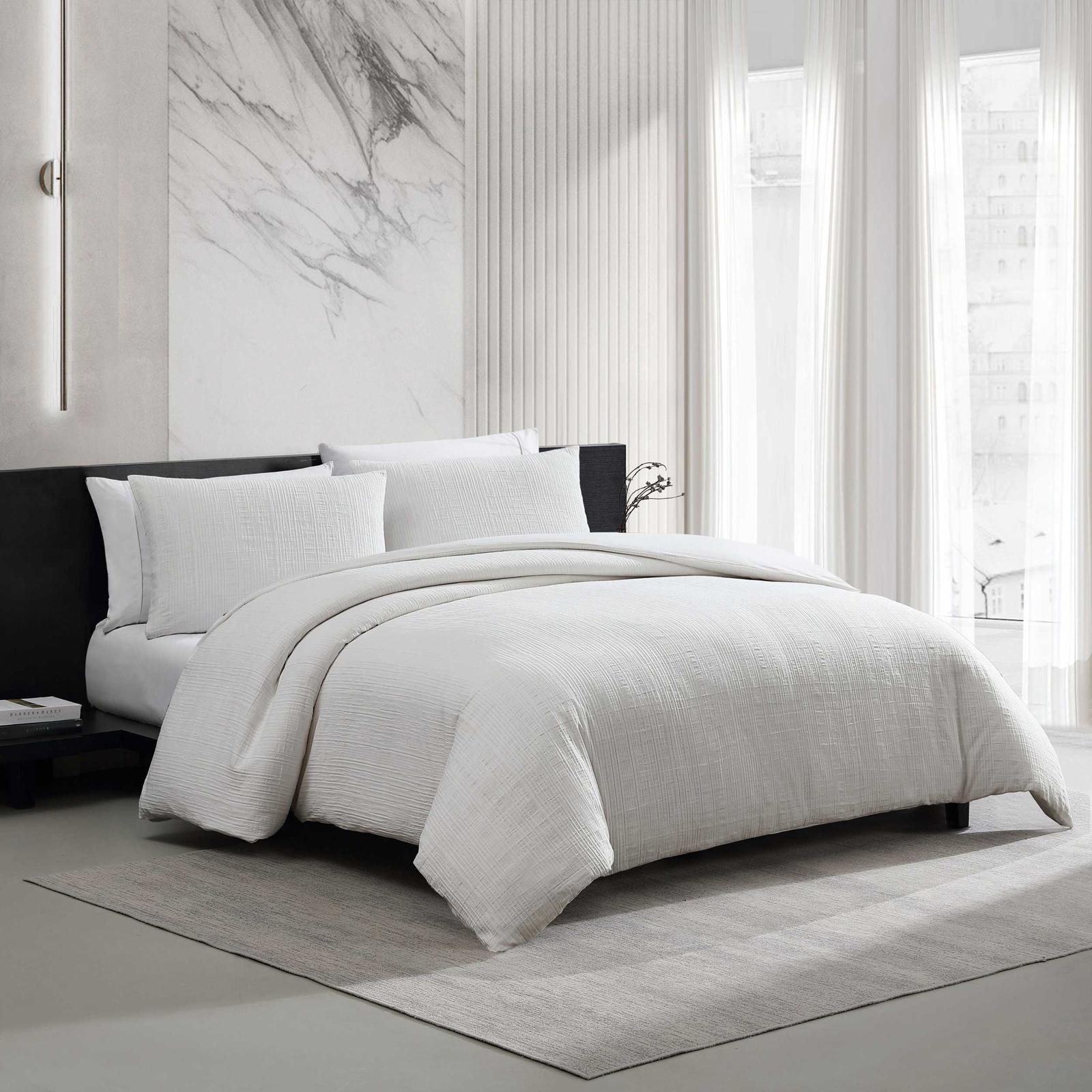 Bark Texture Cotton Jacquard 3-Piece Comforter Set