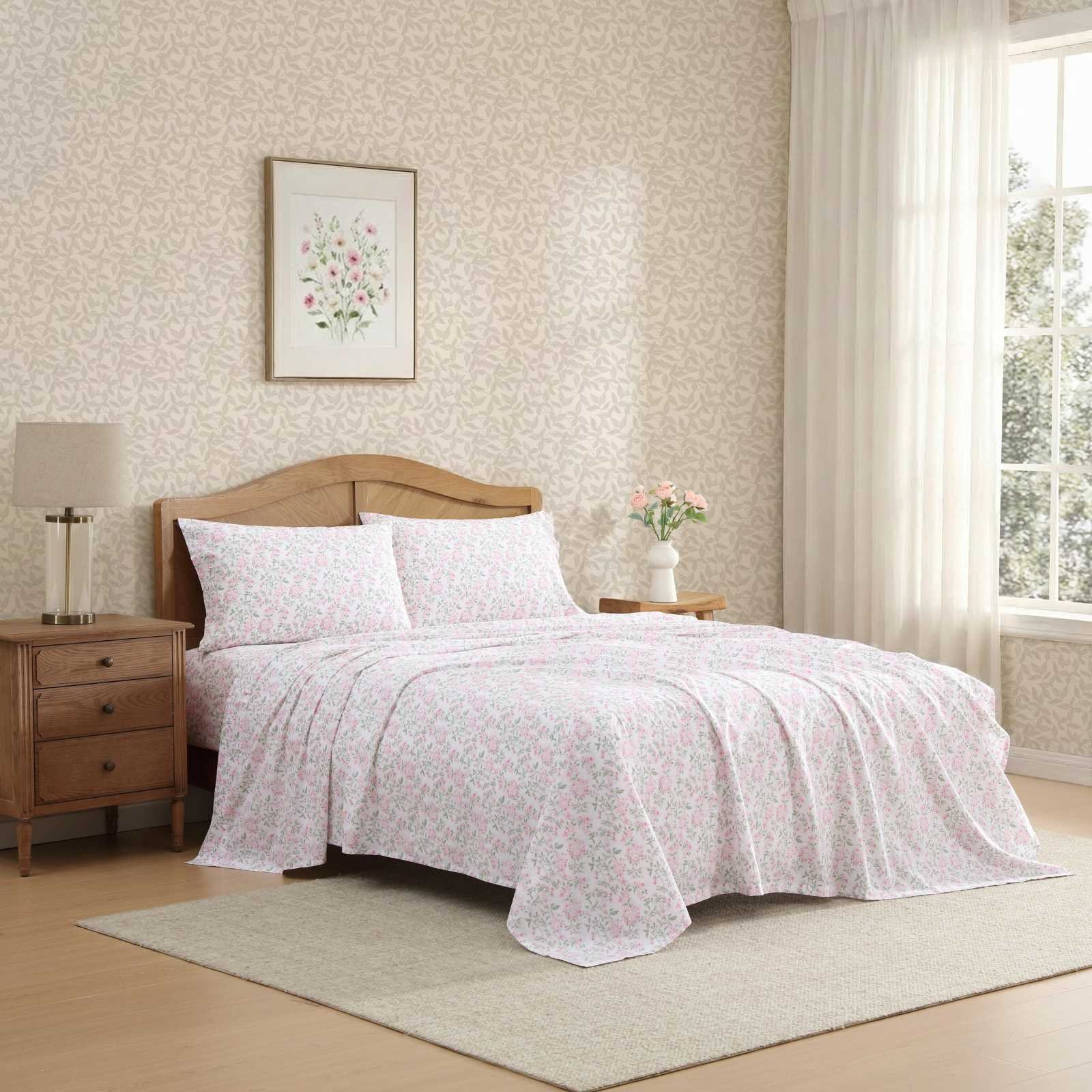 Blossom Bliss Printed Cotton Percale 4-Piece Sheet Set 1 Blossom Bliss Printed Cotton Percale 4-Piece Sheet Set