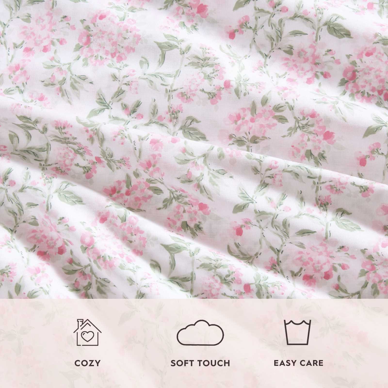 Blossom Bliss Printed Cotton Percale 4-Piece Sheet Set 8 Blossom Bliss Printed Cotton Percale 4-Piece Sheet Set