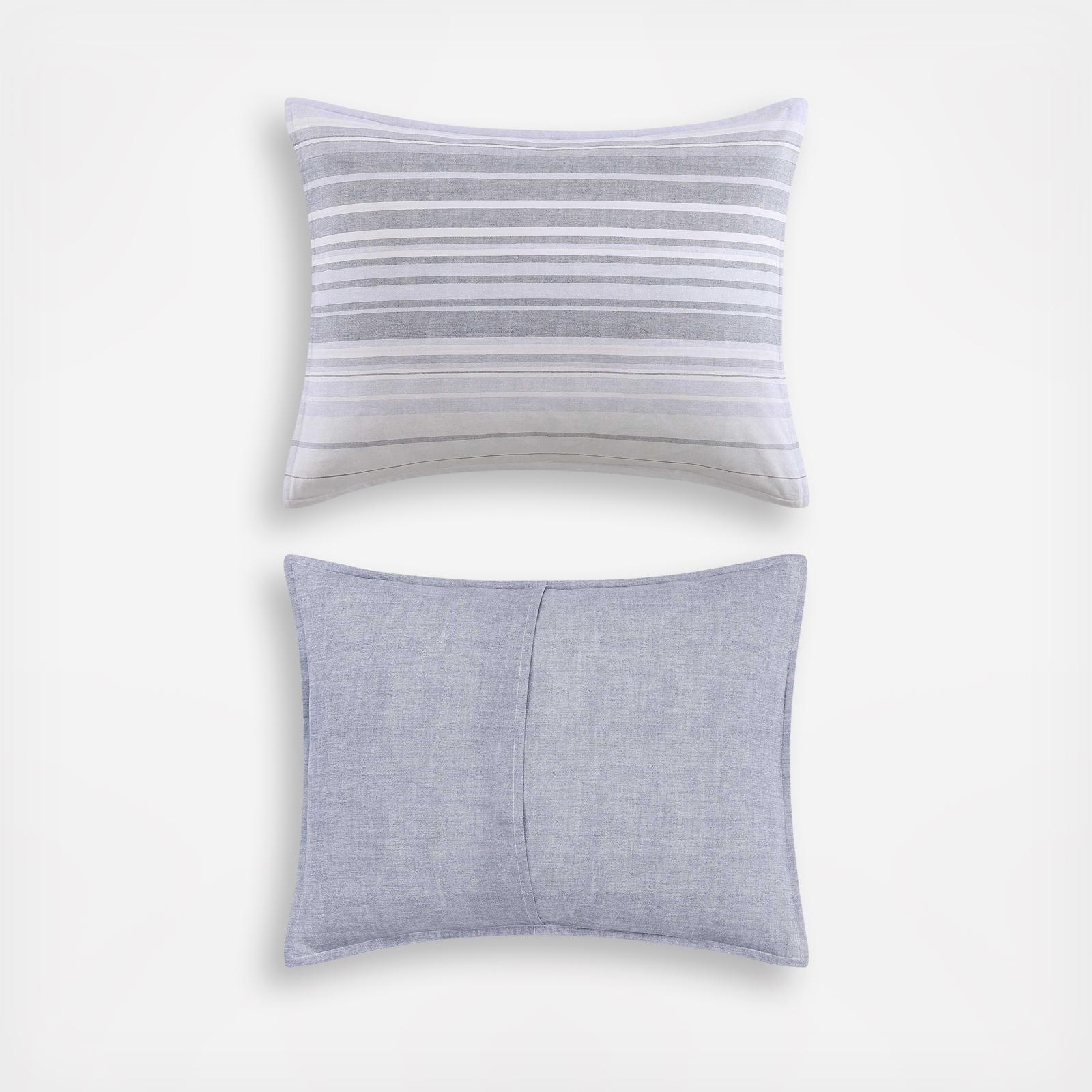 Bold Stripe Textured Cotton Percale 3-Piece Duvet Set 8 Bold Stripe Textured Cotton Percale 3-Piece Duvet Set