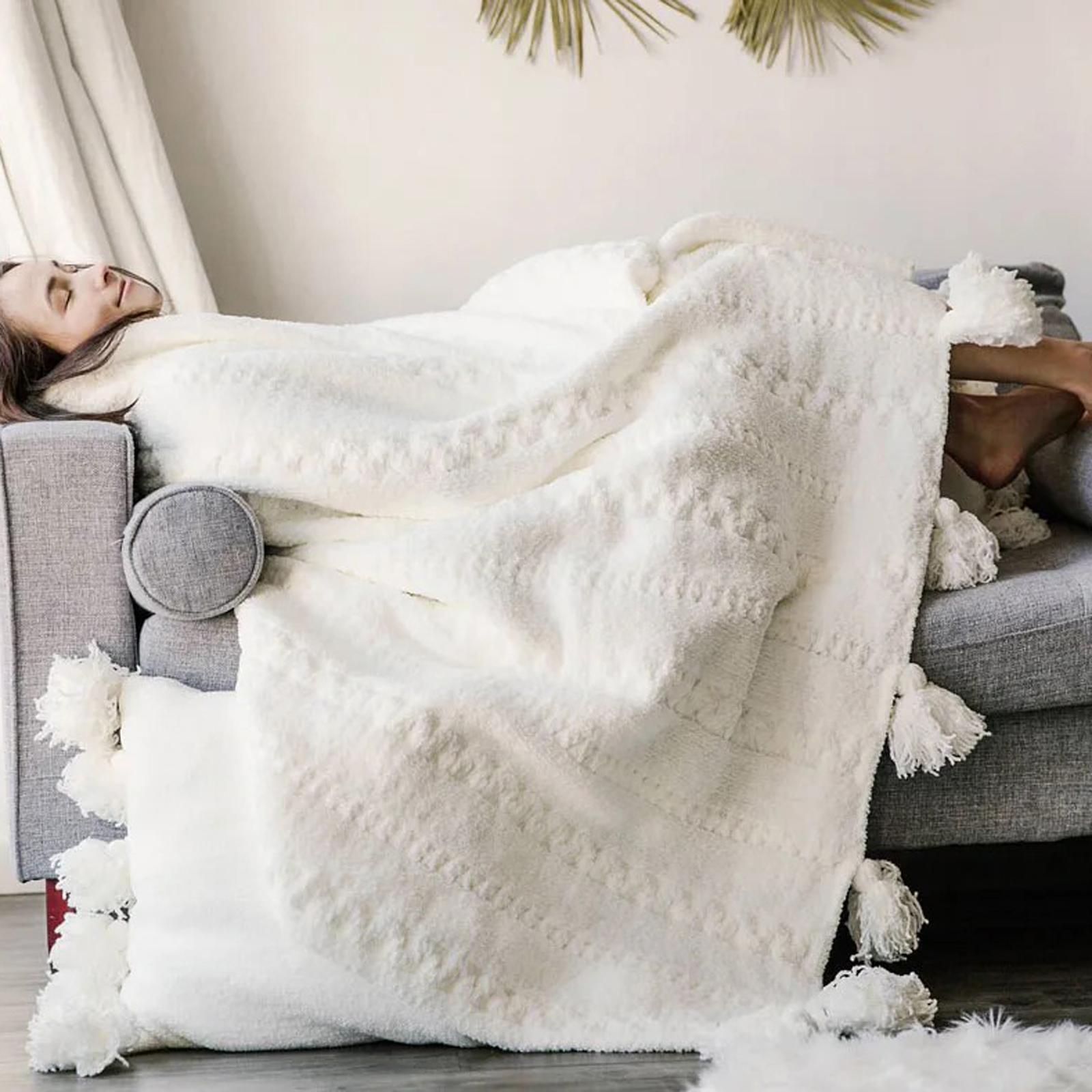 Braided Pom Pom Throw