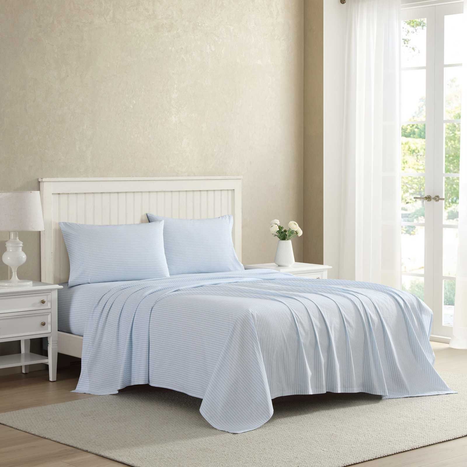 Bedford Skinny Stripe Cotton Percale 4-Piece Sheet Set 16 Bedford Skinny Stripe Cotton Percale 4-Piece Sheet Set