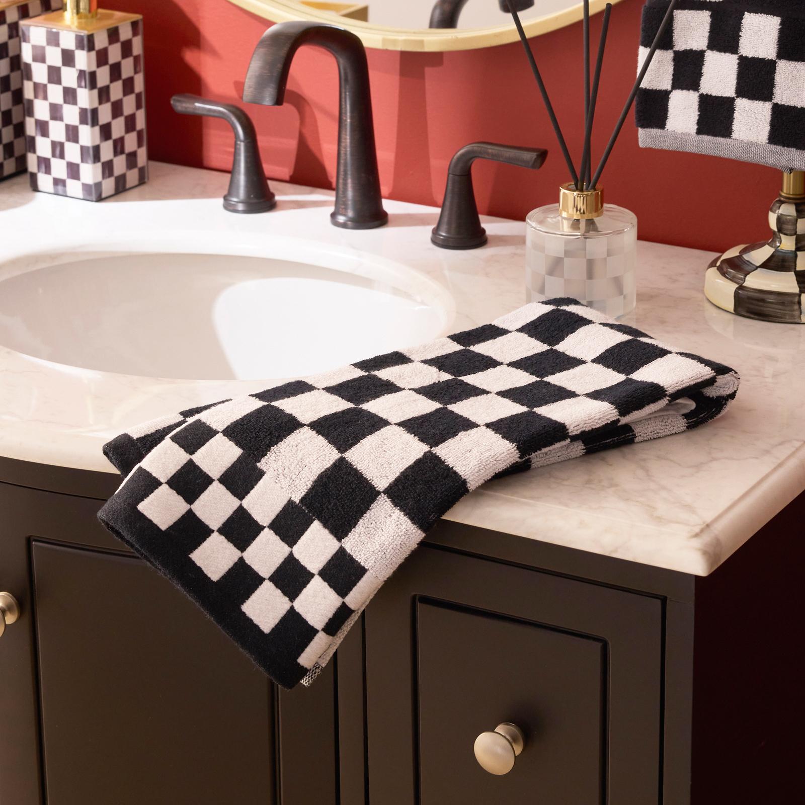 Black Check Cotton Hand Towel 6 Black Check Cotton Hand Towel