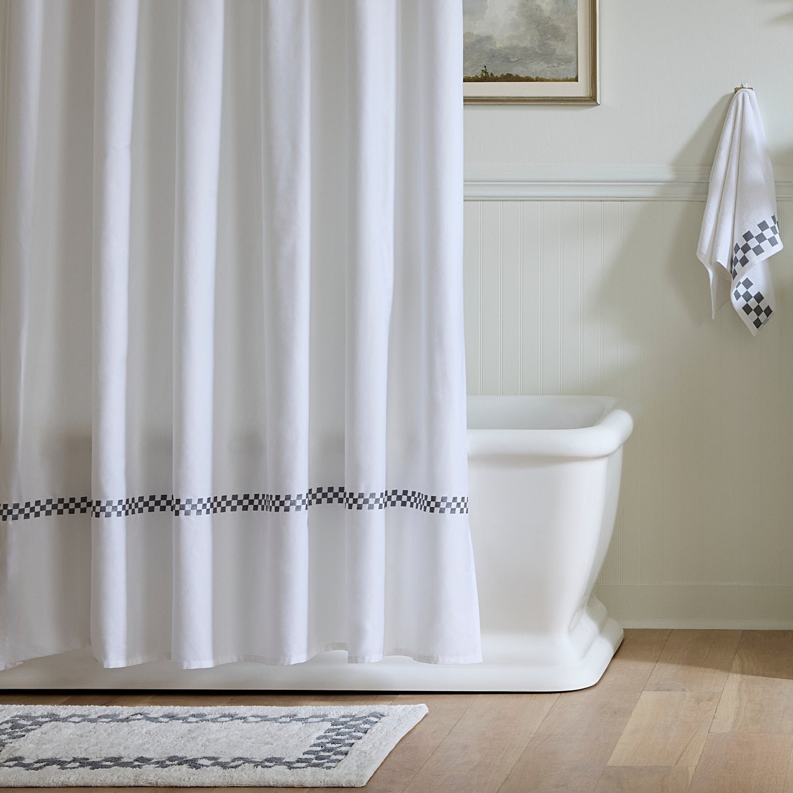Check Border Hotel Cotton Bath Rug