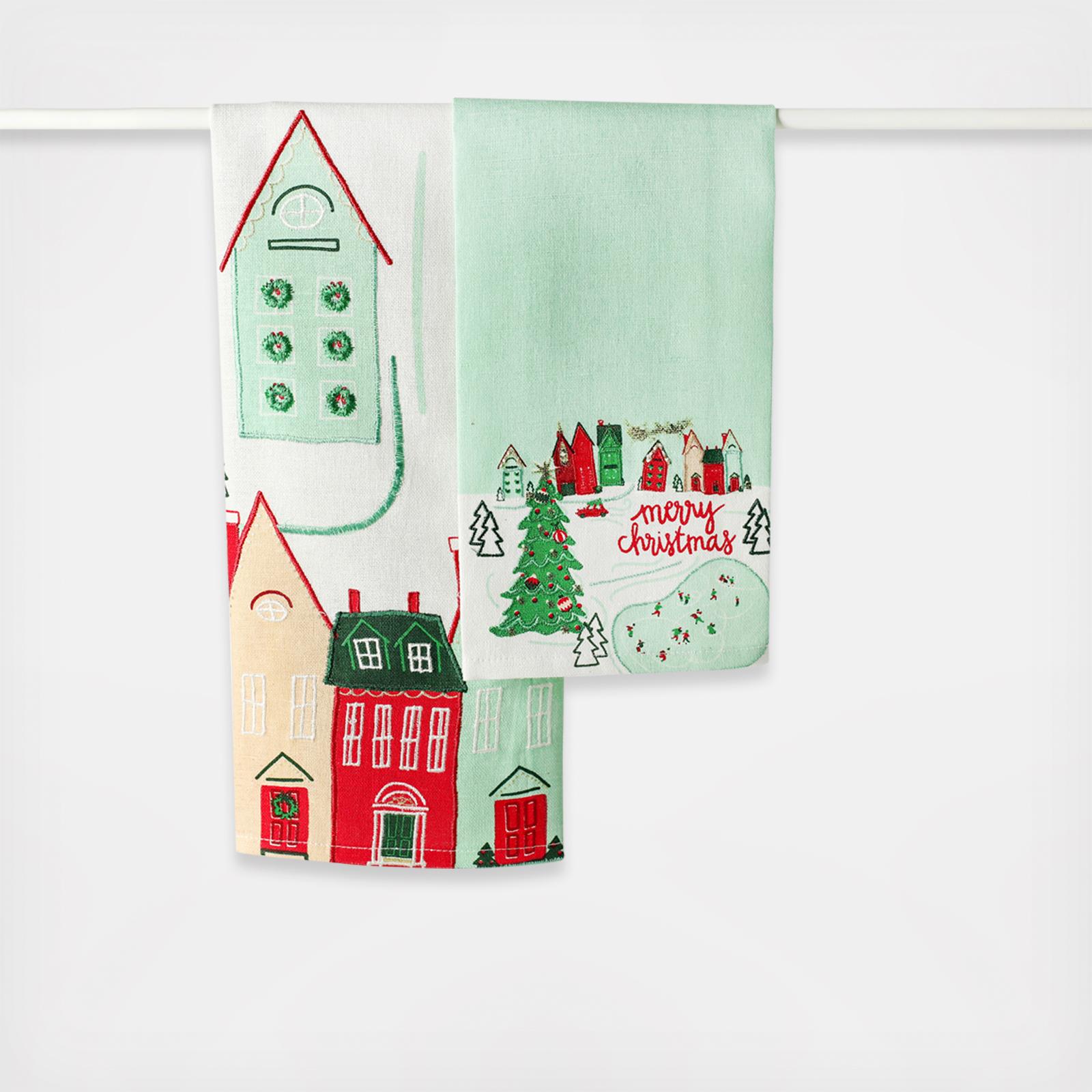 Christmas in the Village Town Hand Towel, Set of 2 6 Christmas in the Village Town Hand Towel, Set of 2