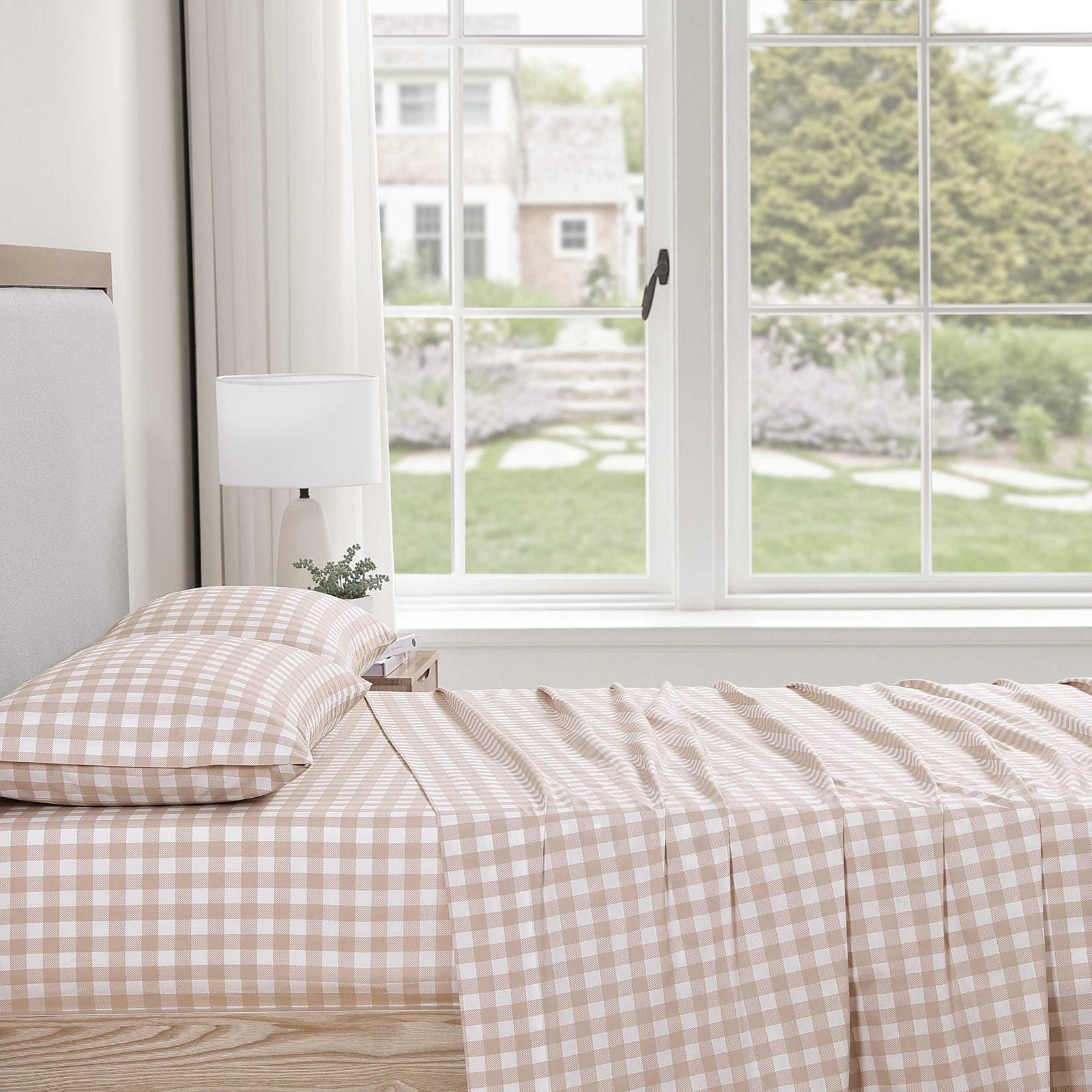 Cottage Check Cotton Percale 4-Piece Sheet Set 17 Cottage Check Cotton Percale 4-Piece Sheet Set