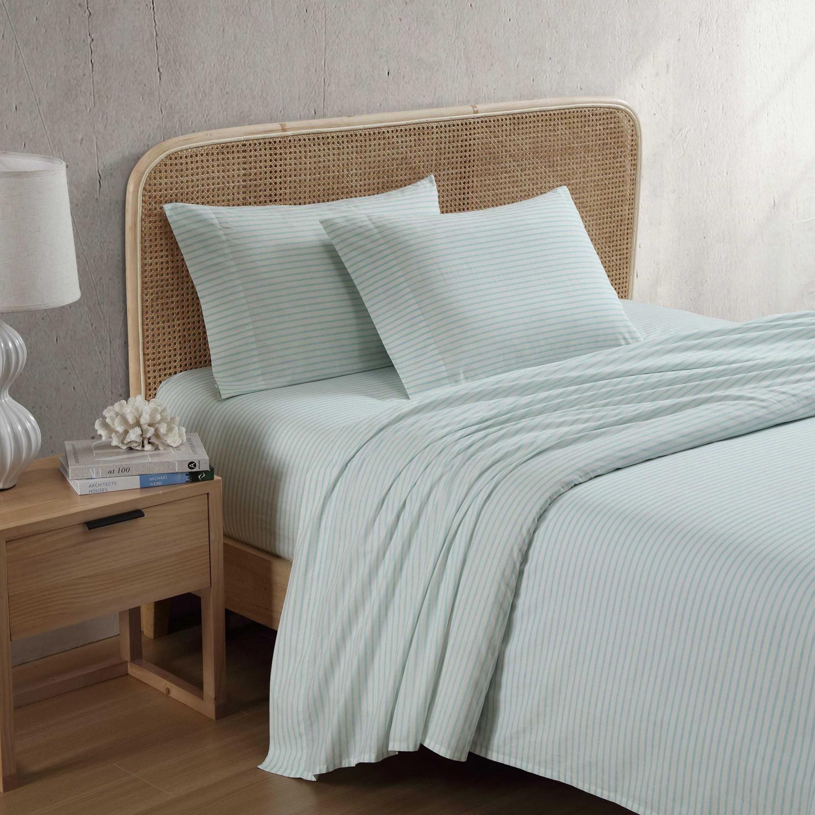 Cool Beach Stripe Cotton Percale 4-Piece Sheet Set 7 Cool Beach Stripe Cotton Percale 4-Piece Sheet Set