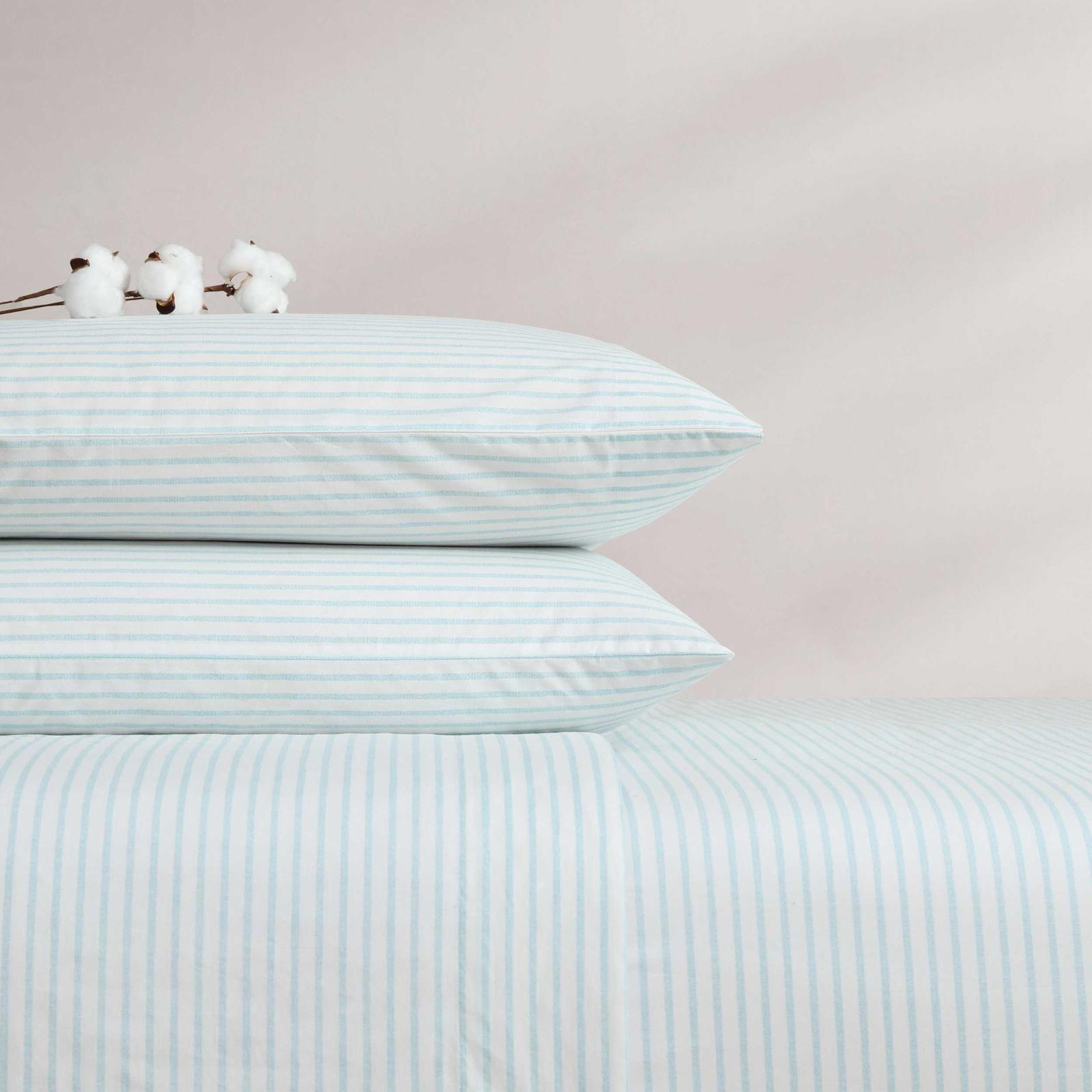 Cool Beach Stripe Cotton Percale 4-Piece Sheet Set 2 Cool Beach Stripe Cotton Percale 4-Piece Sheet Set