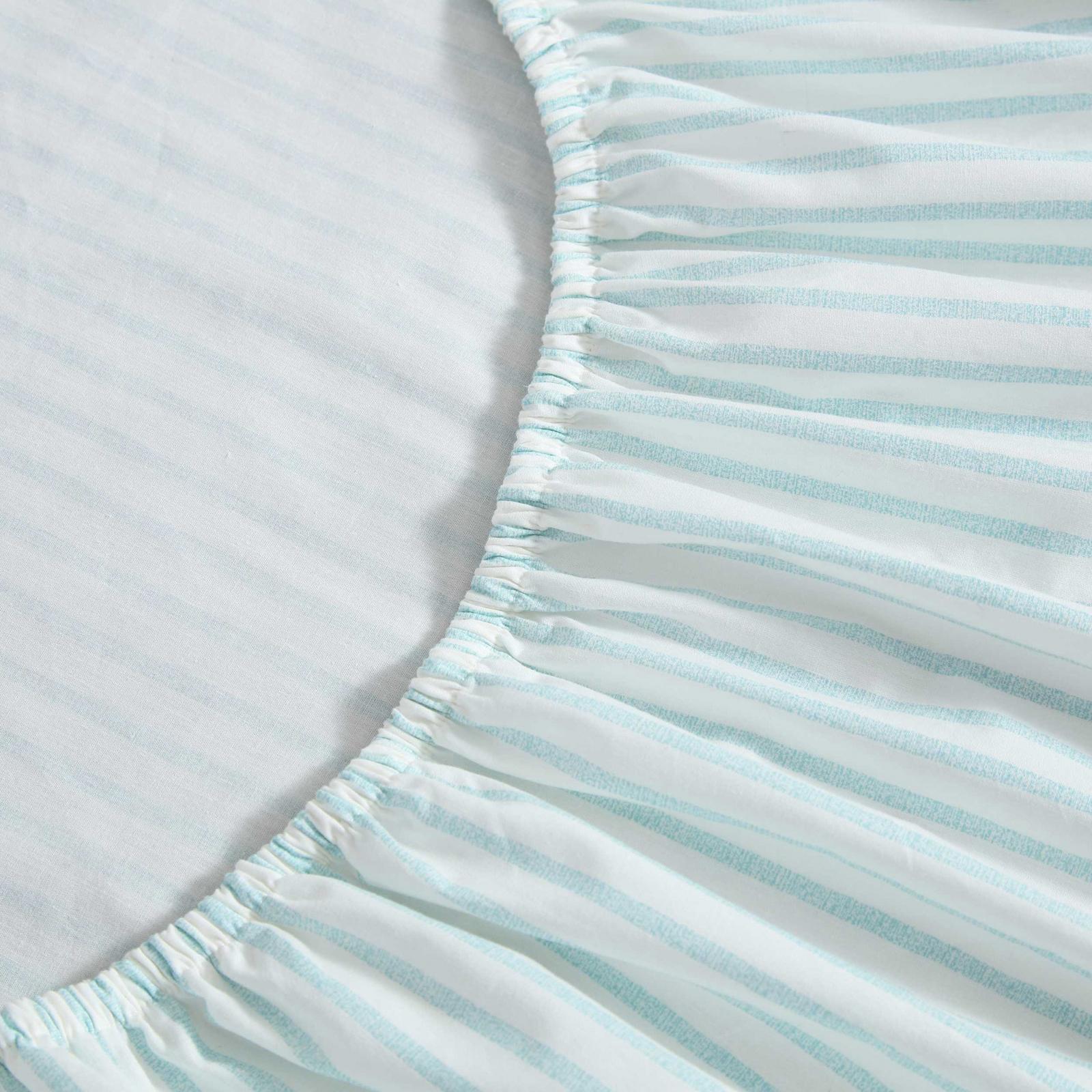 Cool Beach Stripe Cotton Percale 4-Piece Sheet Set 5 Cool Beach Stripe Cotton Percale 4-Piece Sheet Set