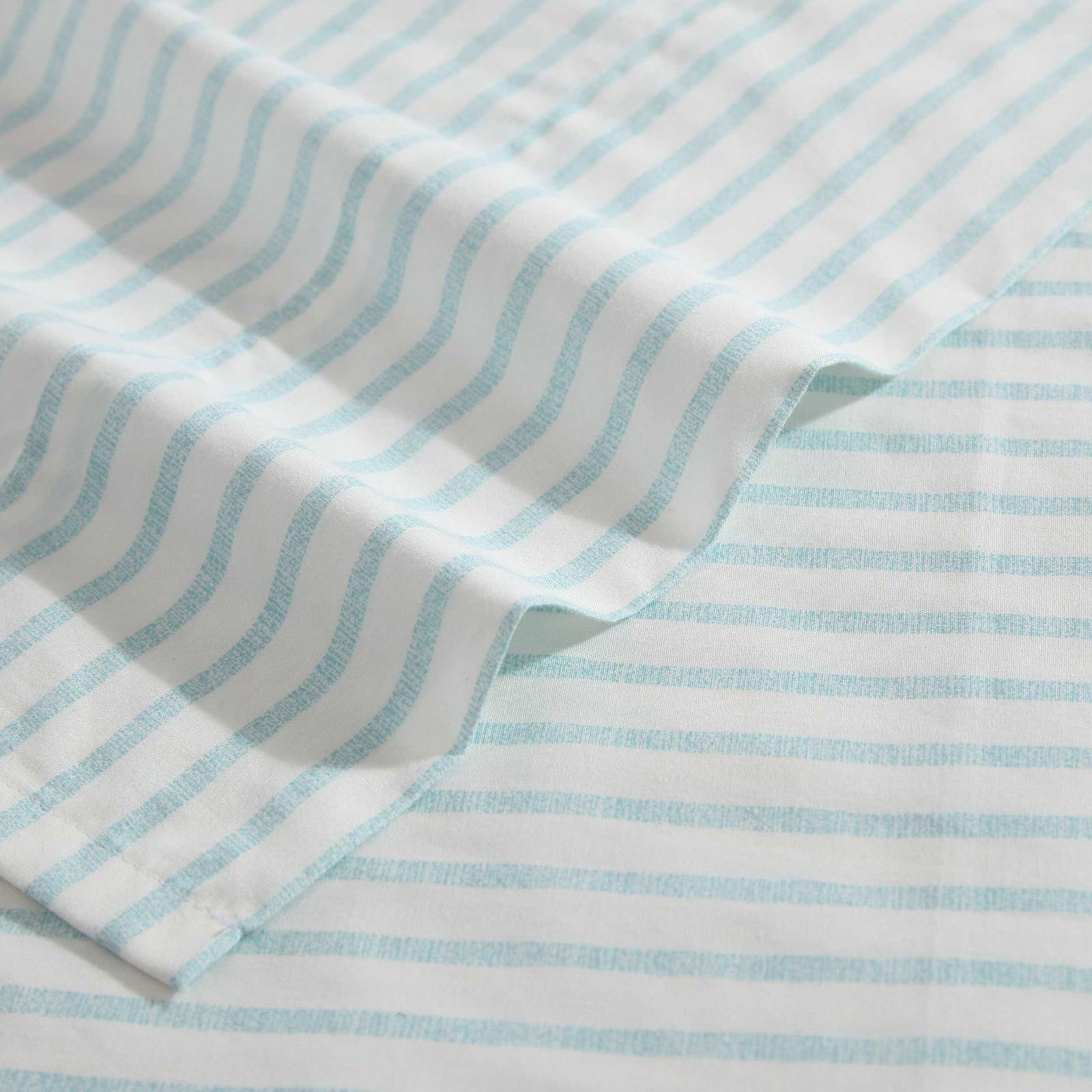 Cool Beach Stripe Cotton Percale 4-Piece Sheet Set 6 Cool Beach Stripe Cotton Percale 4-Piece Sheet Set