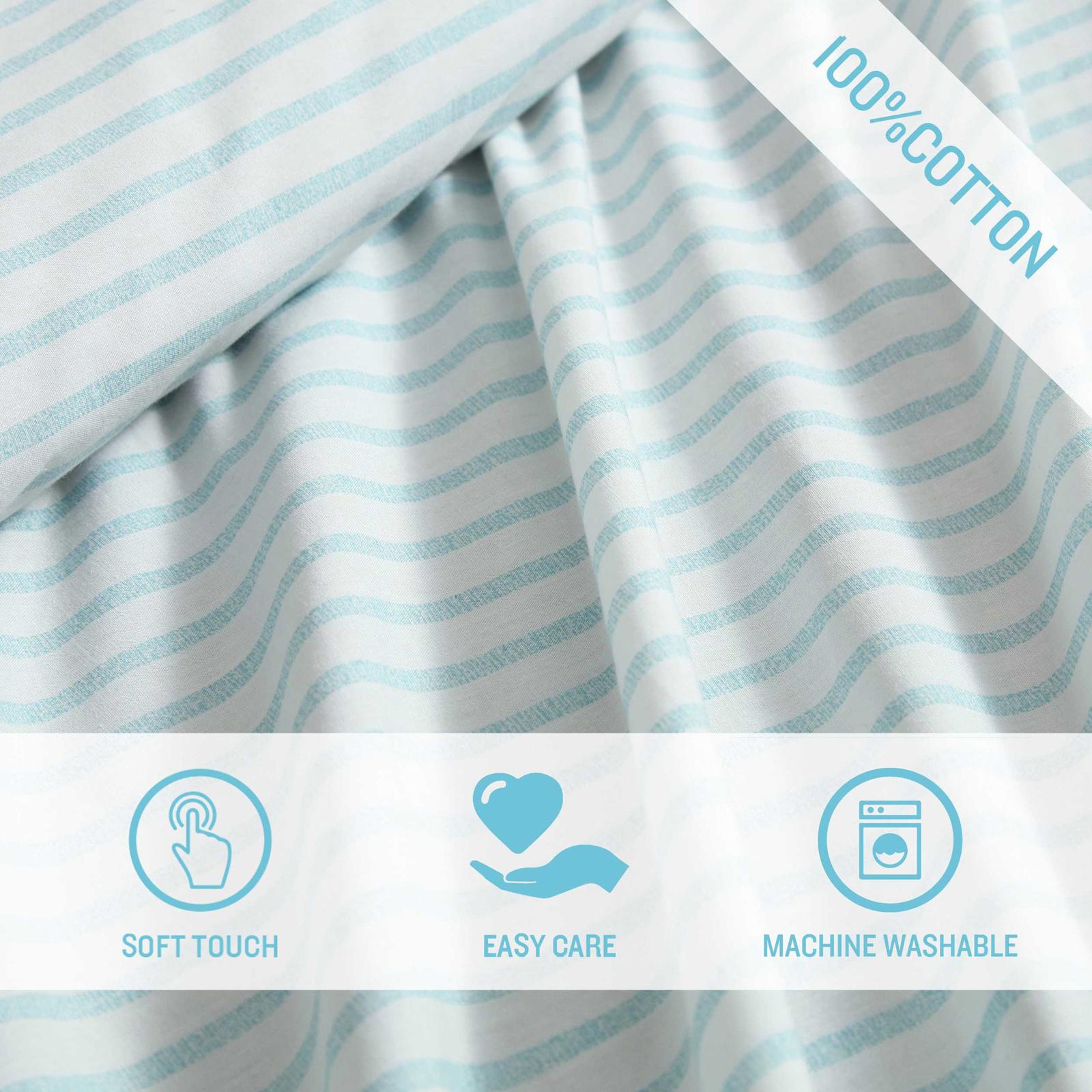 Cool Beach Stripe Cotton Percale 4-Piece Sheet Set 8 Cool Beach Stripe Cotton Percale 4-Piece Sheet Set