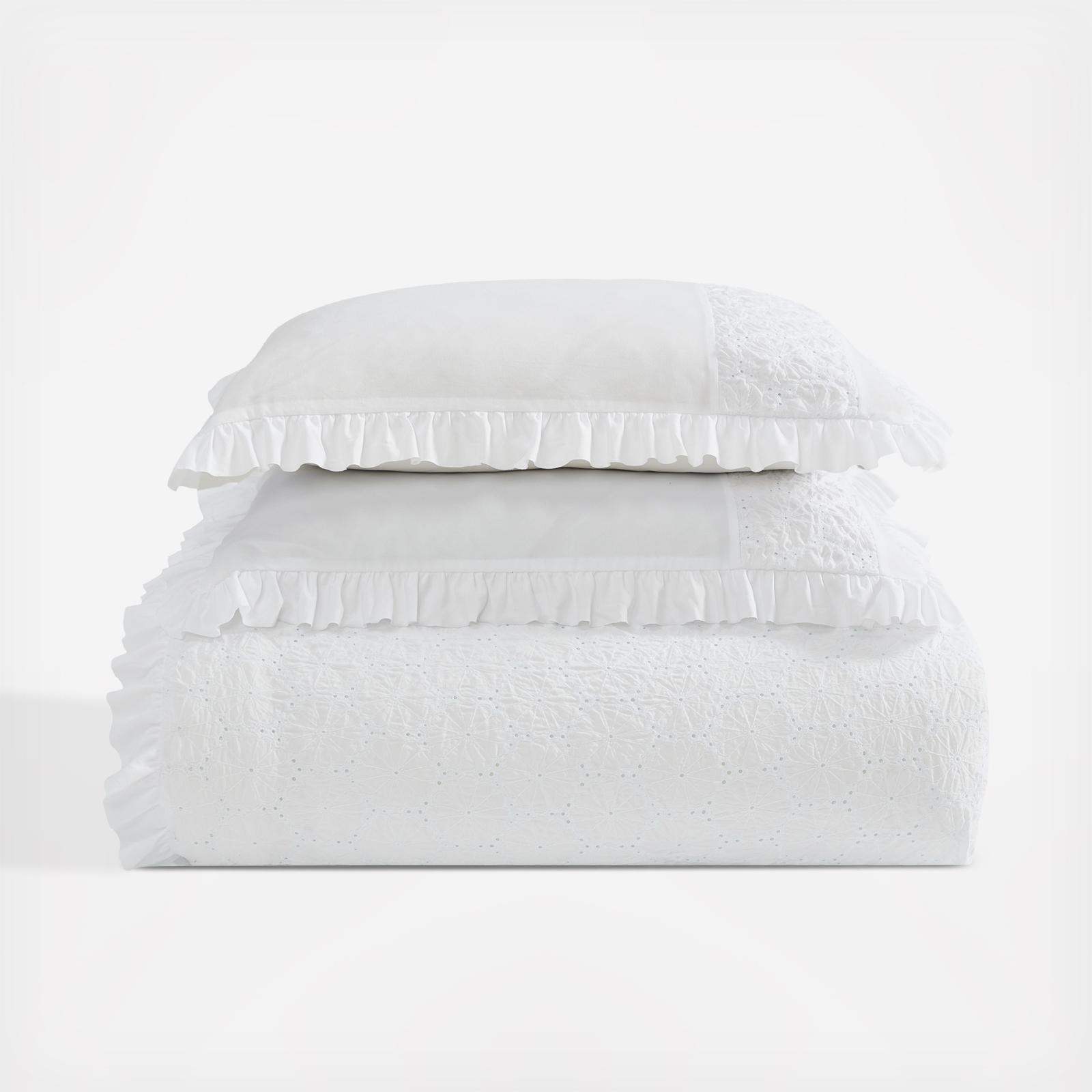 Eyelet Ruffle Microfiber 3-Piece Comforter Set 2 Eyelet Ruffle Microfiber 3-Piece Comforter Set