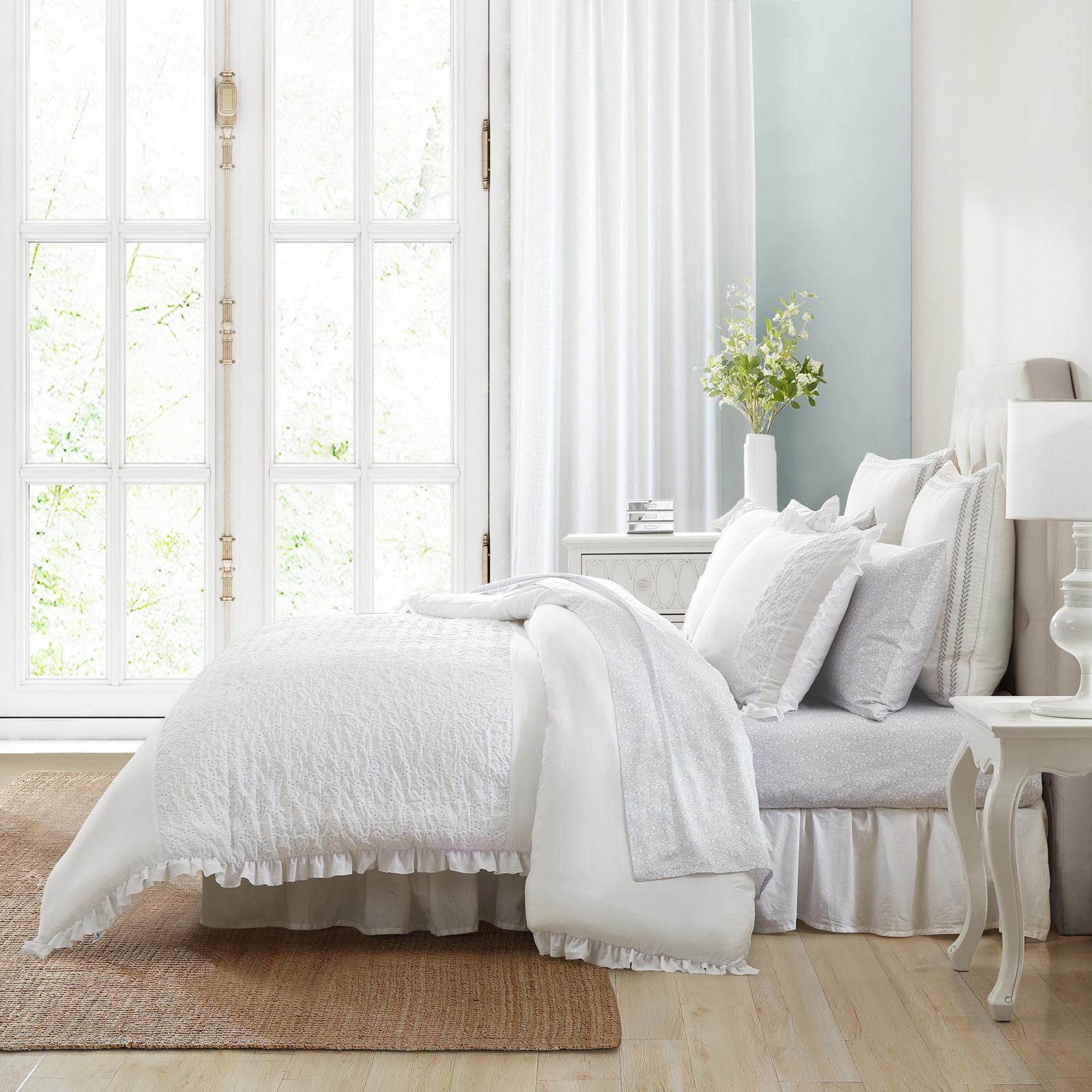 Eyelet Ruffle Microfiber 3-Piece Comforter Set 6 Eyelet Ruffle Microfiber 3-Piece Comforter Set