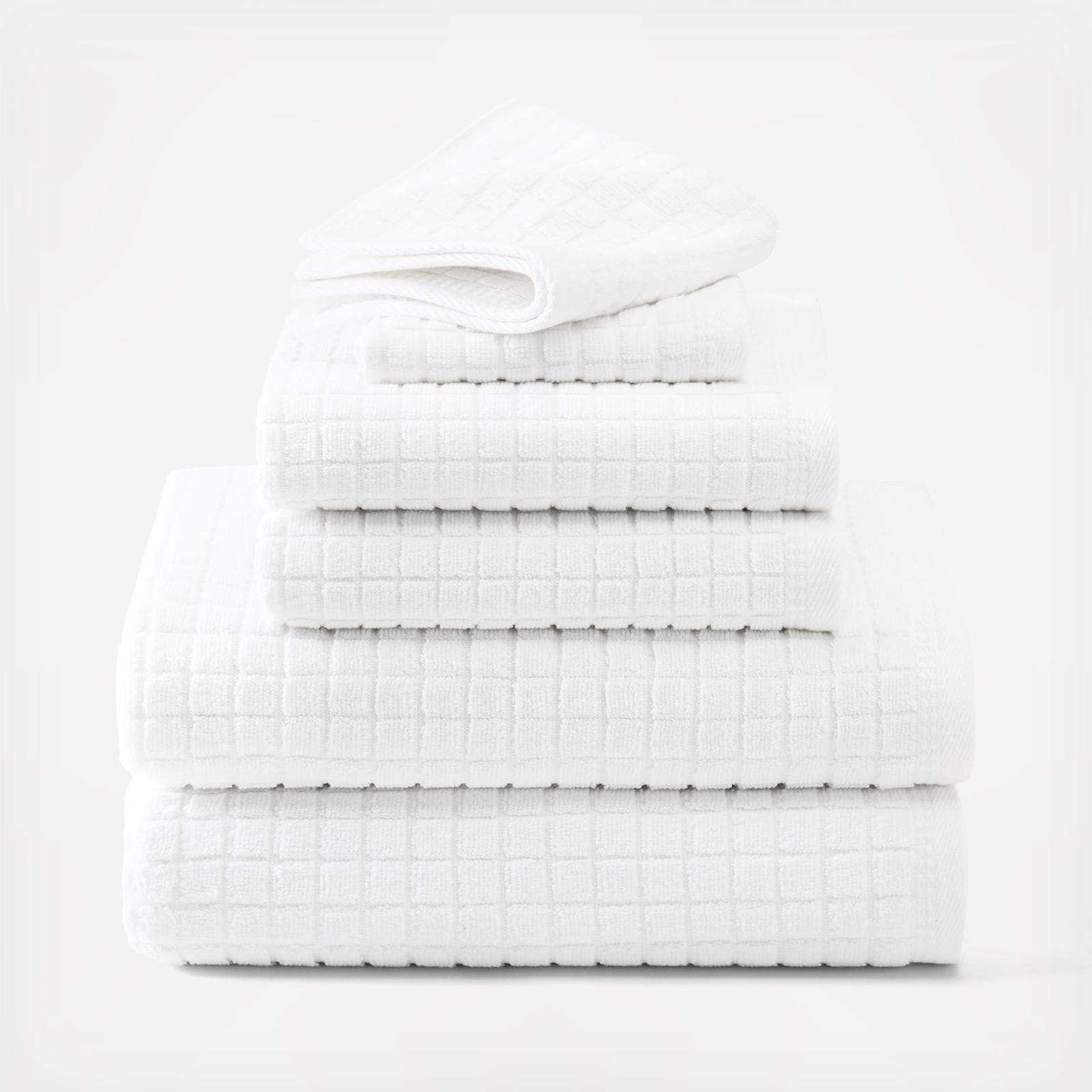 Everyday Textured Windowpane 6-Piece Bath Towel Set 2 Everyday Textured Windowpane 6-Piece Bath Towel Set