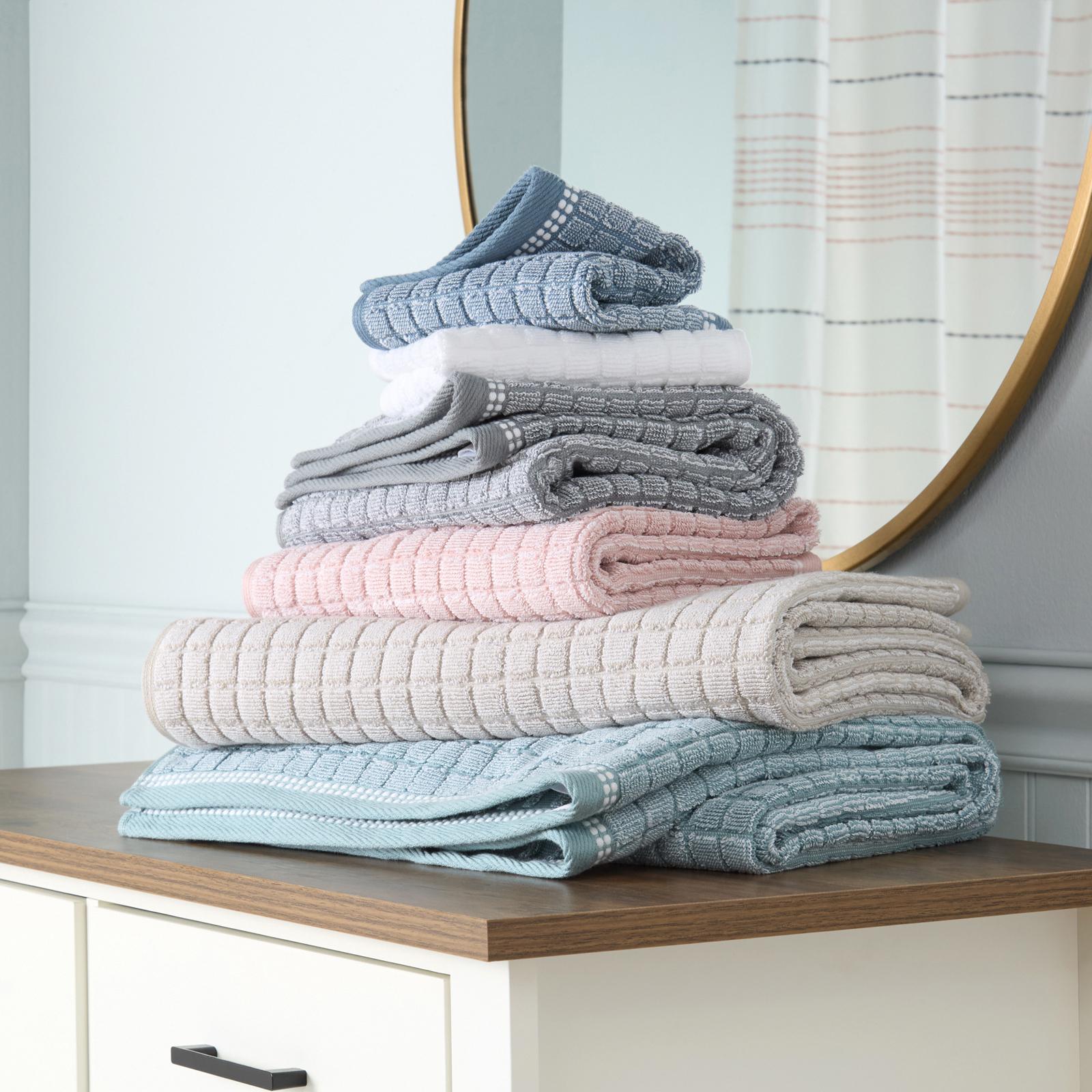 Everyday Textured Windowpane 6-Piece Bath Towel Set 5 Everyday Textured Windowpane 6-Piece Bath Towel Set