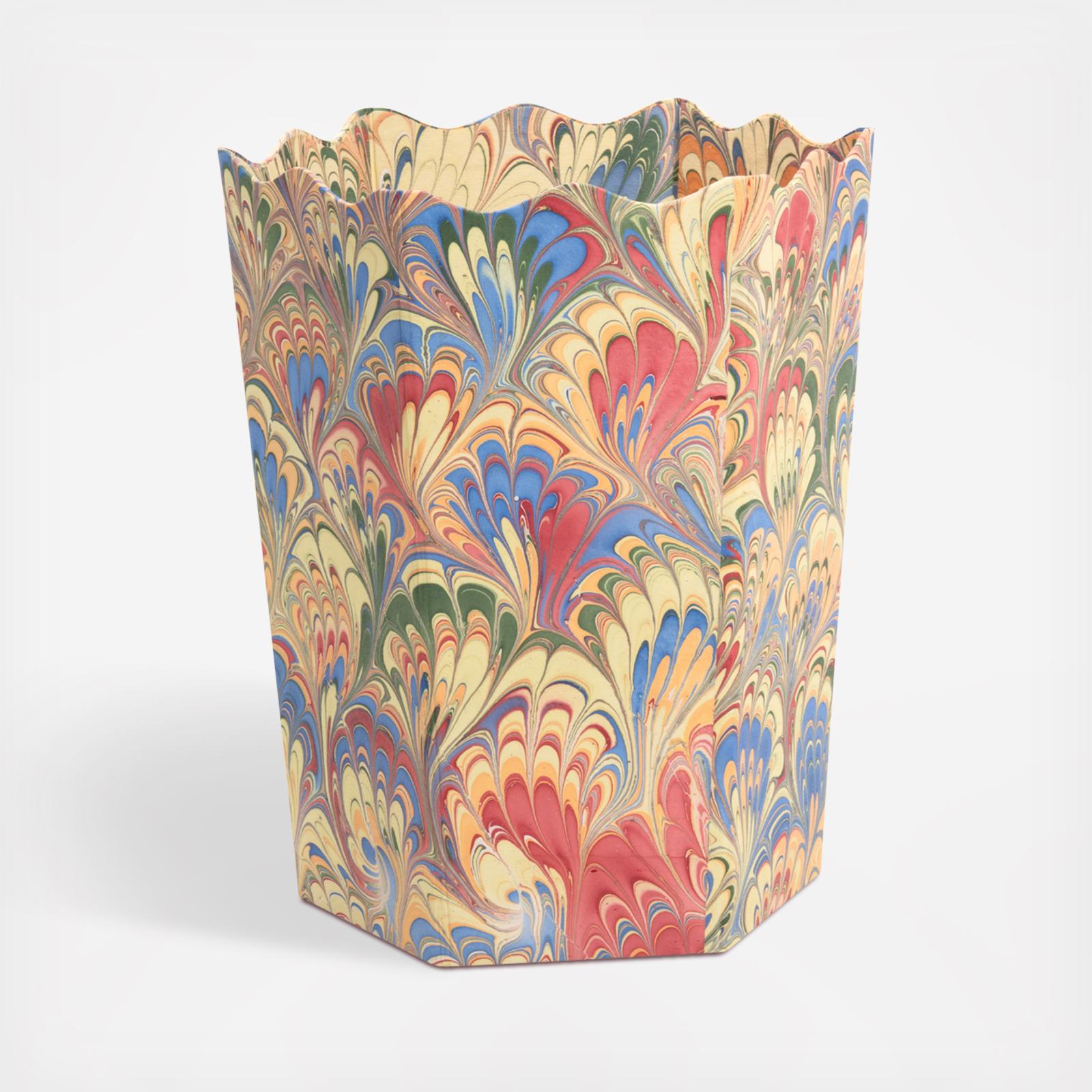 Hand-Marbled Scallop Waste Bin