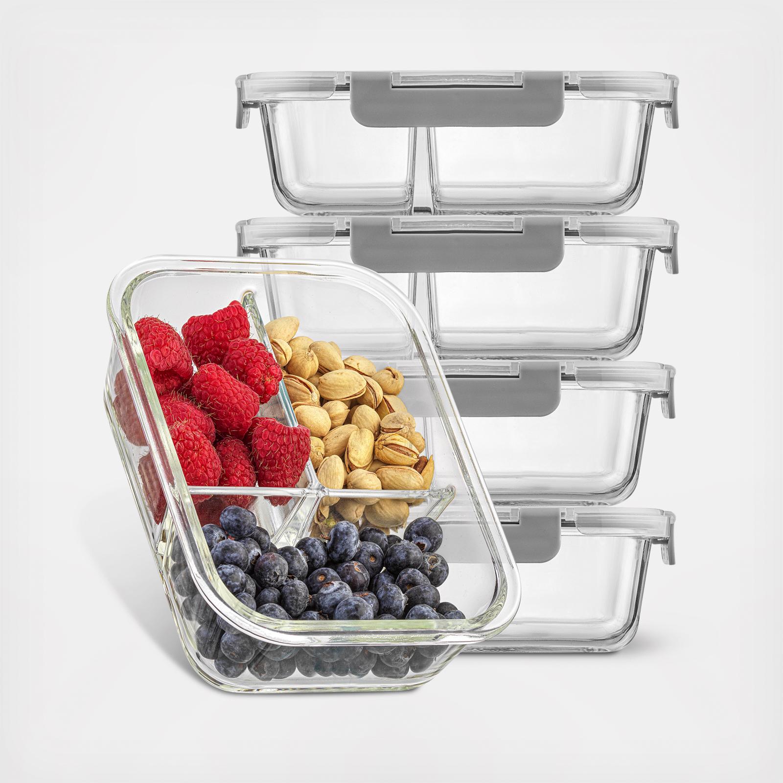 3-Sectional Food Prep Storage Containers, Set of 5 15 3-Sectional Food Prep Storage Containers, Set of 5