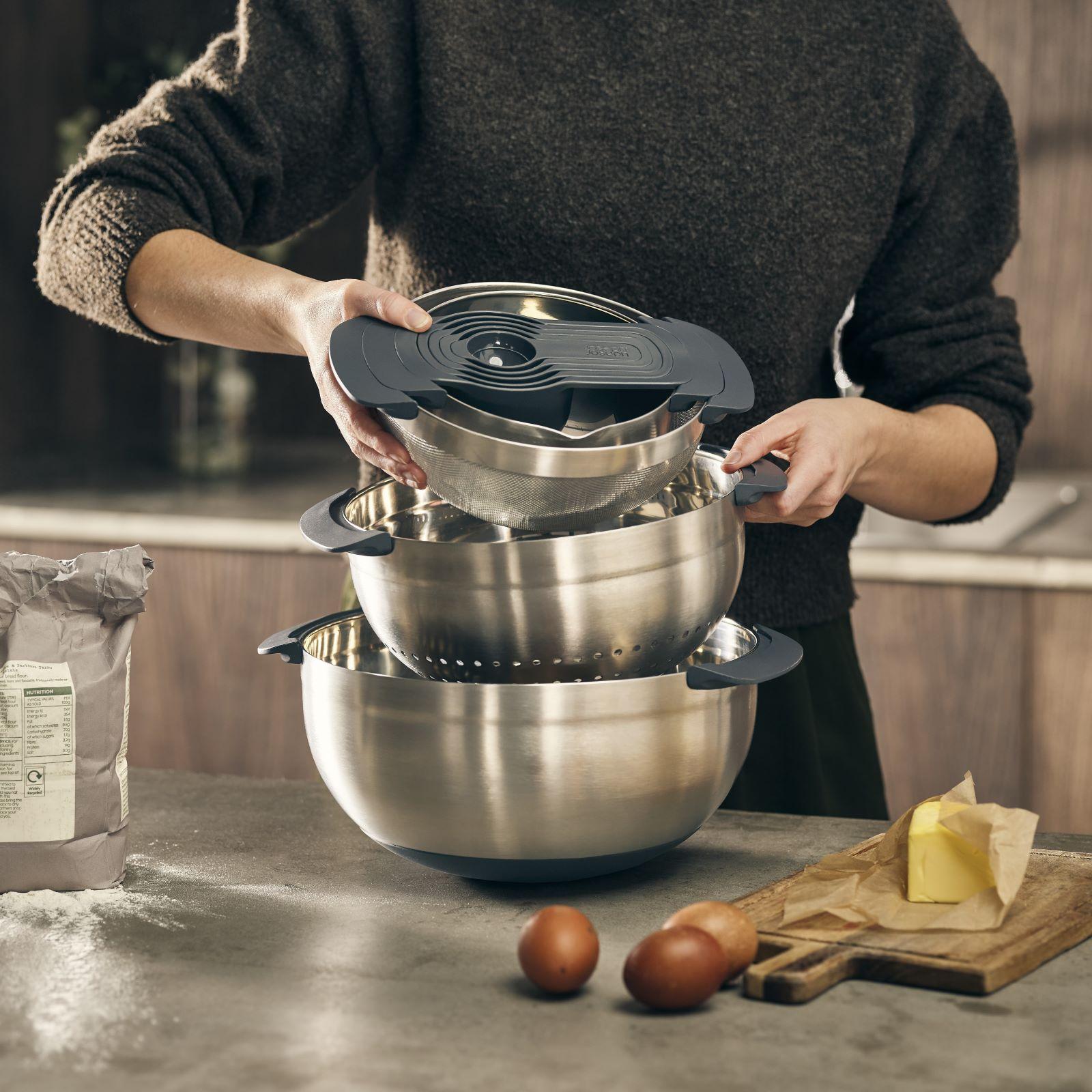 Nest 9-Piece Stainless Steel Food Prep Set with Mixing Bowls and Measuring Cups 7 Nest 9-Piece Stainless Steel Food Prep Set with Mixing Bowls and Measuring Cups