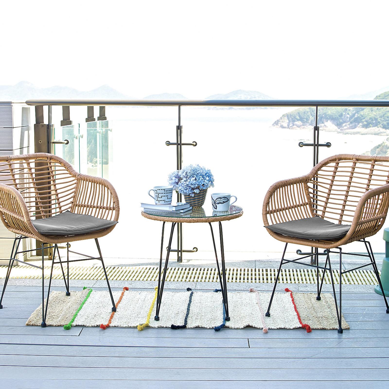 Antibes Steel Rattan 3-Piece Patio Conversation Set 1 Antibes Steel Rattan 3-Piece Patio Conversation Set
