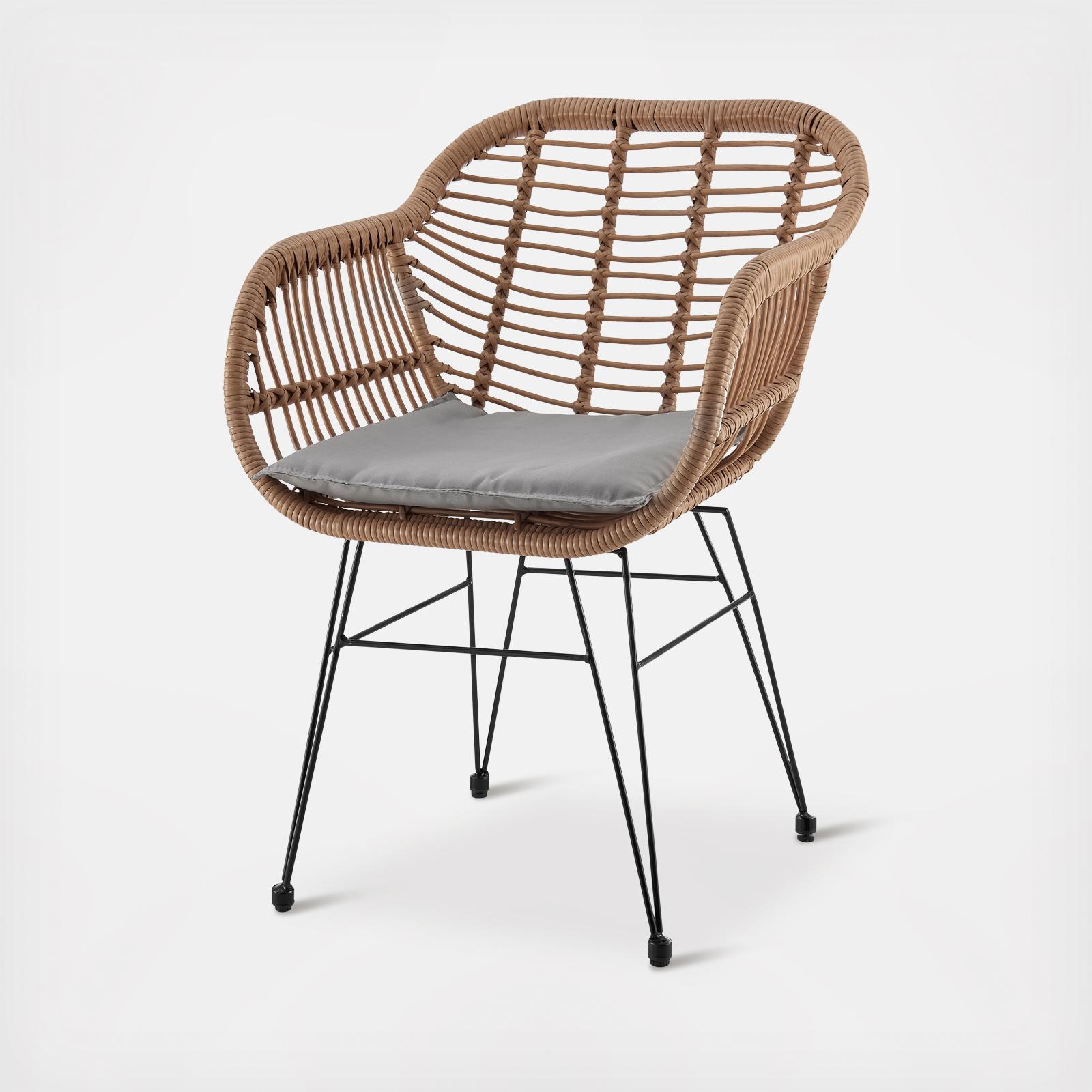 Antibes Steel Rattan 3-Piece Patio Conversation Set 3 Antibes Steel Rattan 3-Piece Patio Conversation Set