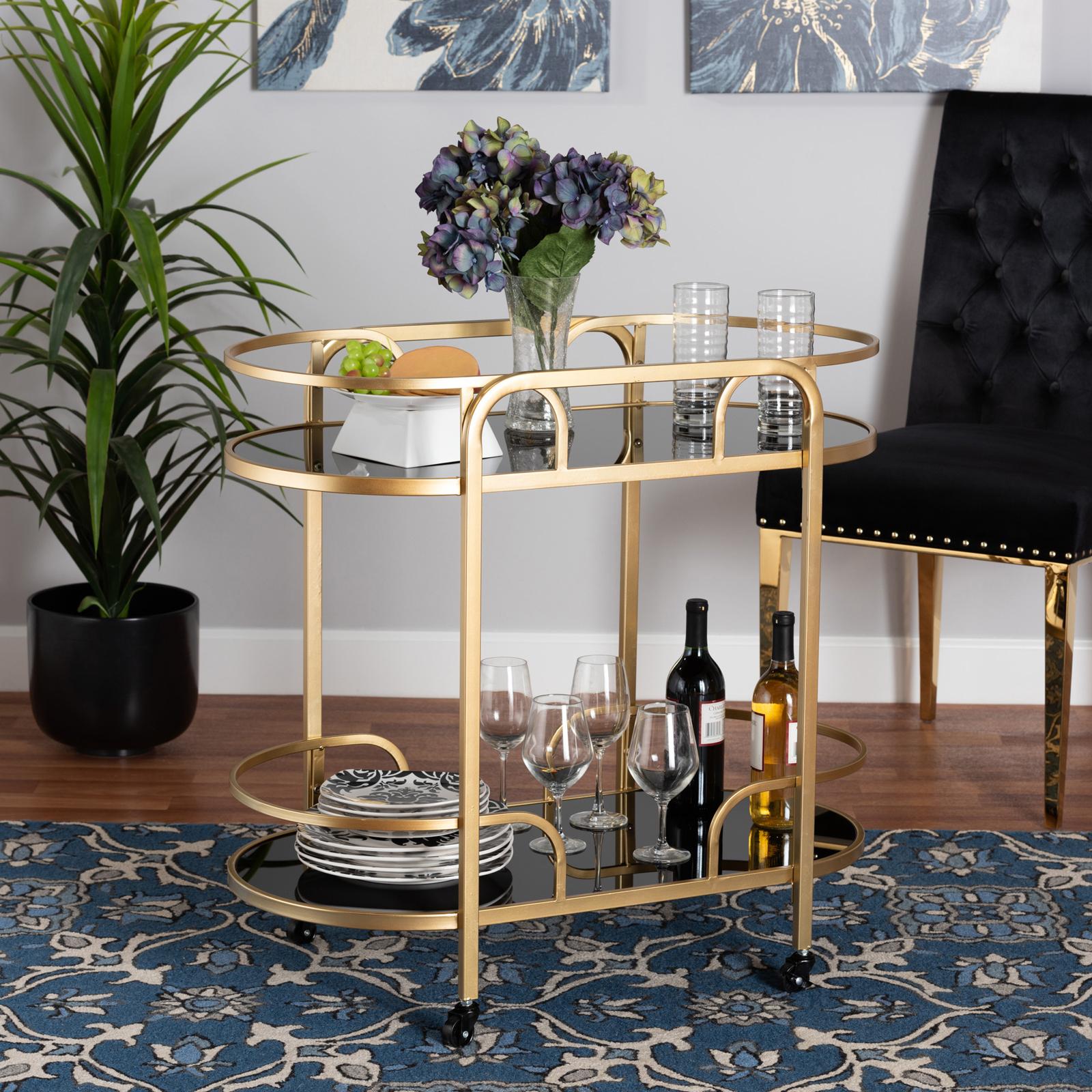 Leighton Luxe 2-Tier Wine Cart 1 Leighton Luxe 2-Tier Wine Cart