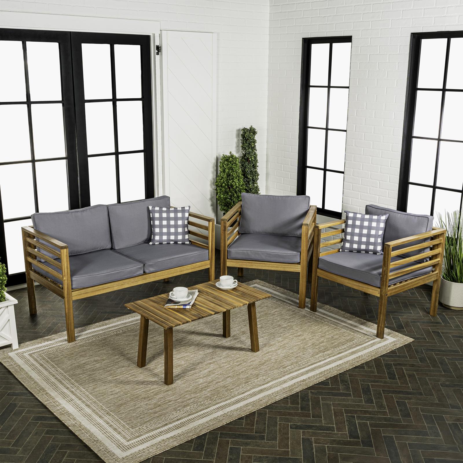 Thom 4-Piece Mid-Century Outdoor Patio Furniture Set 12 Thom 4-Piece Mid-Century Outdoor Patio Furniture Set