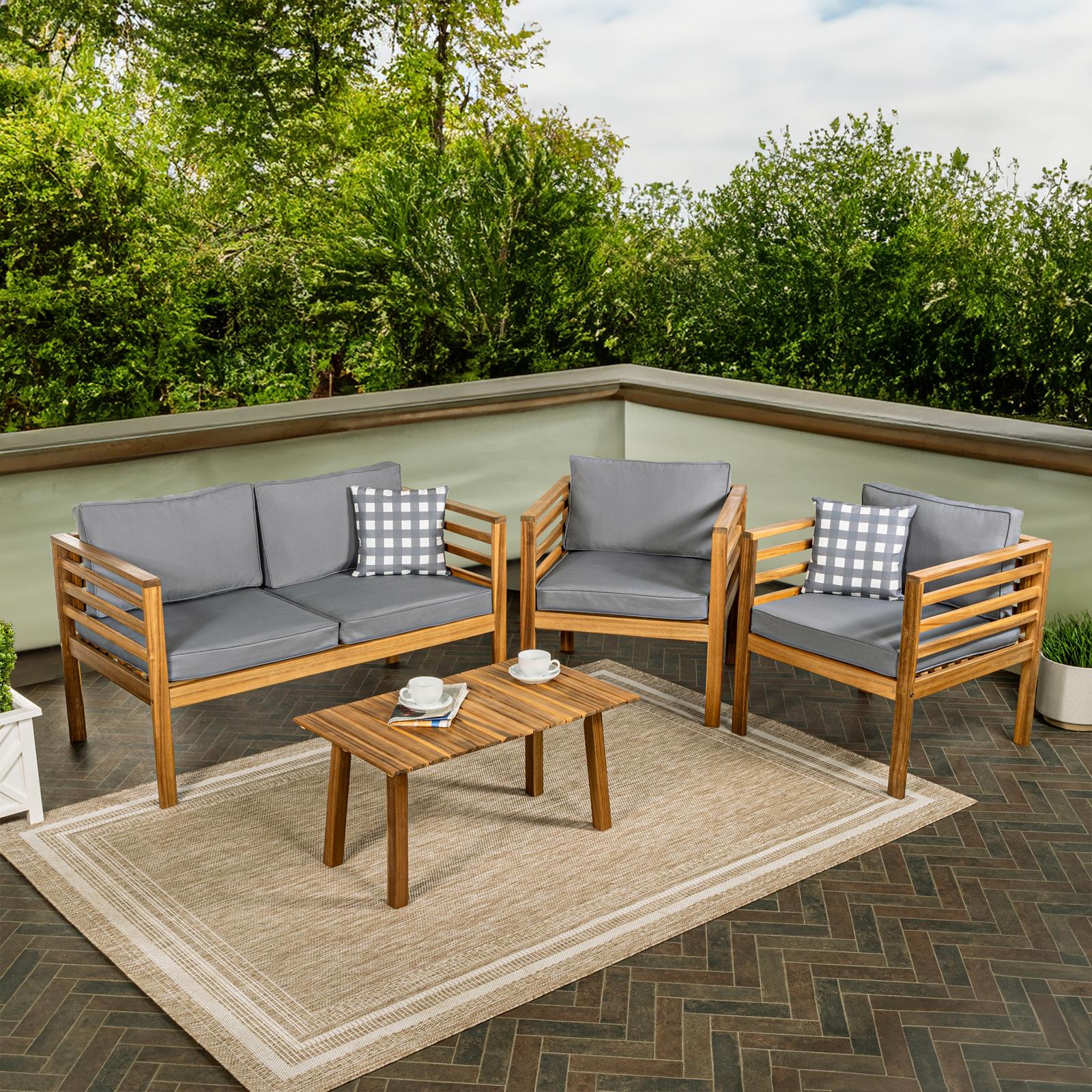 Thom 4-Piece Mid-Century Outdoor Patio Furniture Set