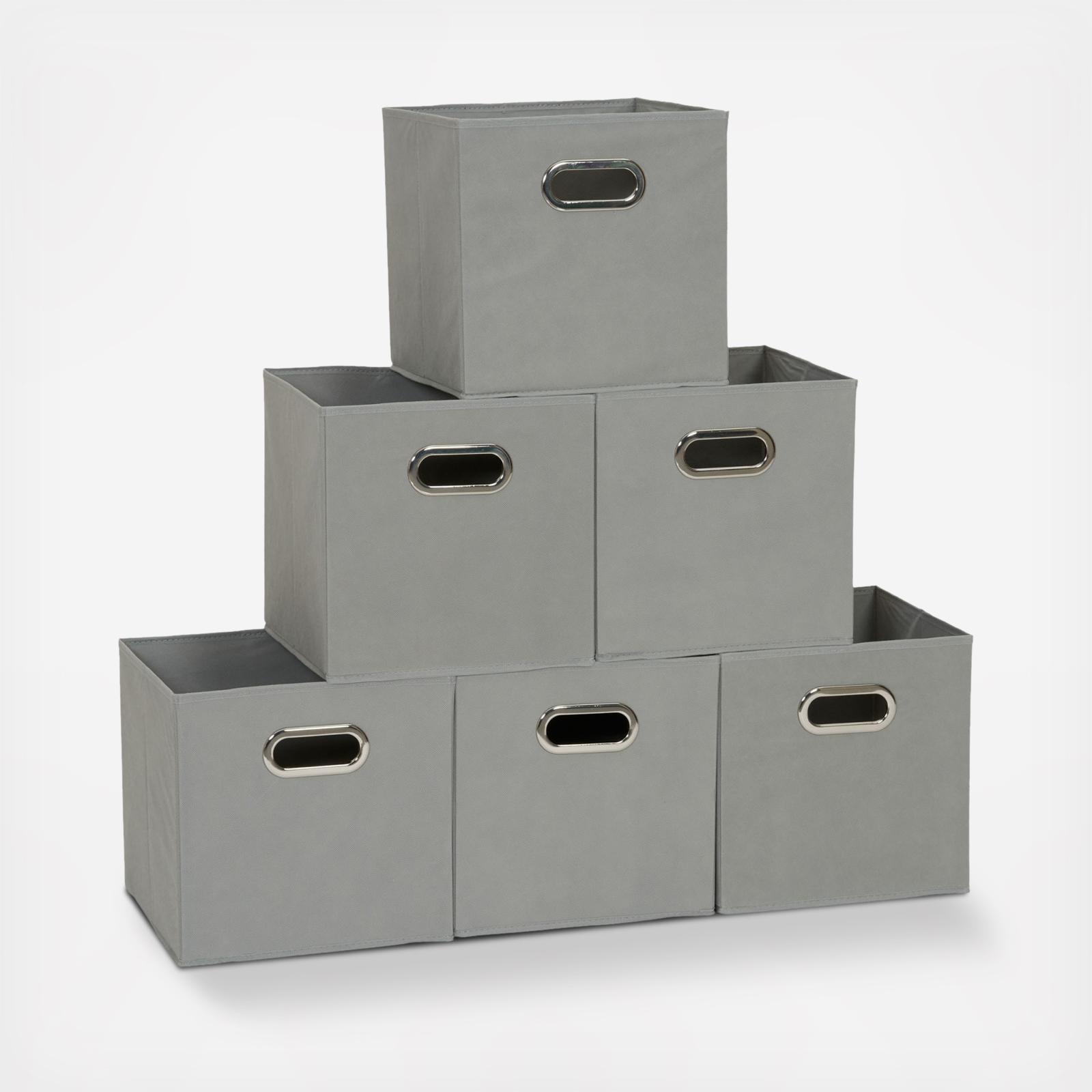 Fabric Storage Cube Bin, Set of 6 2 Fabric Storage Cube Bin, Set of 6