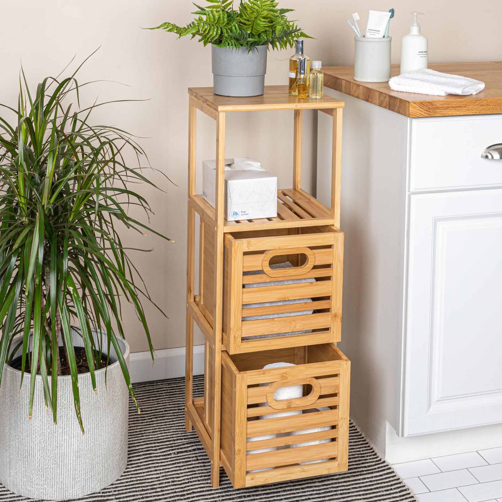 Bamboo 3-Tier Shelf with Crate 12 Bamboo 3-Tier Shelf with Crate