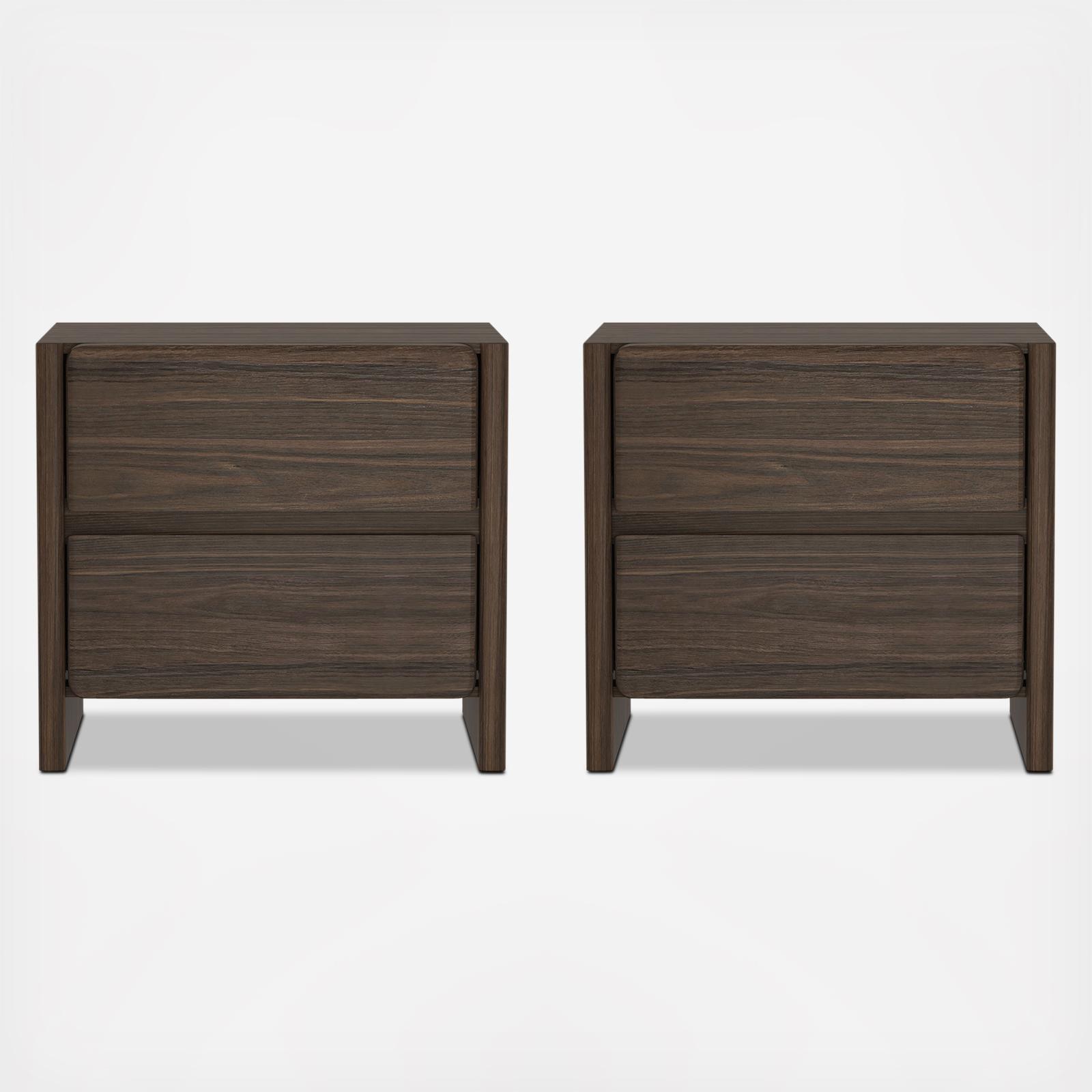 Linda 2-Drawer Nightstand, Set of 2 2 Linda 2-Drawer Nightstand, Set of 2