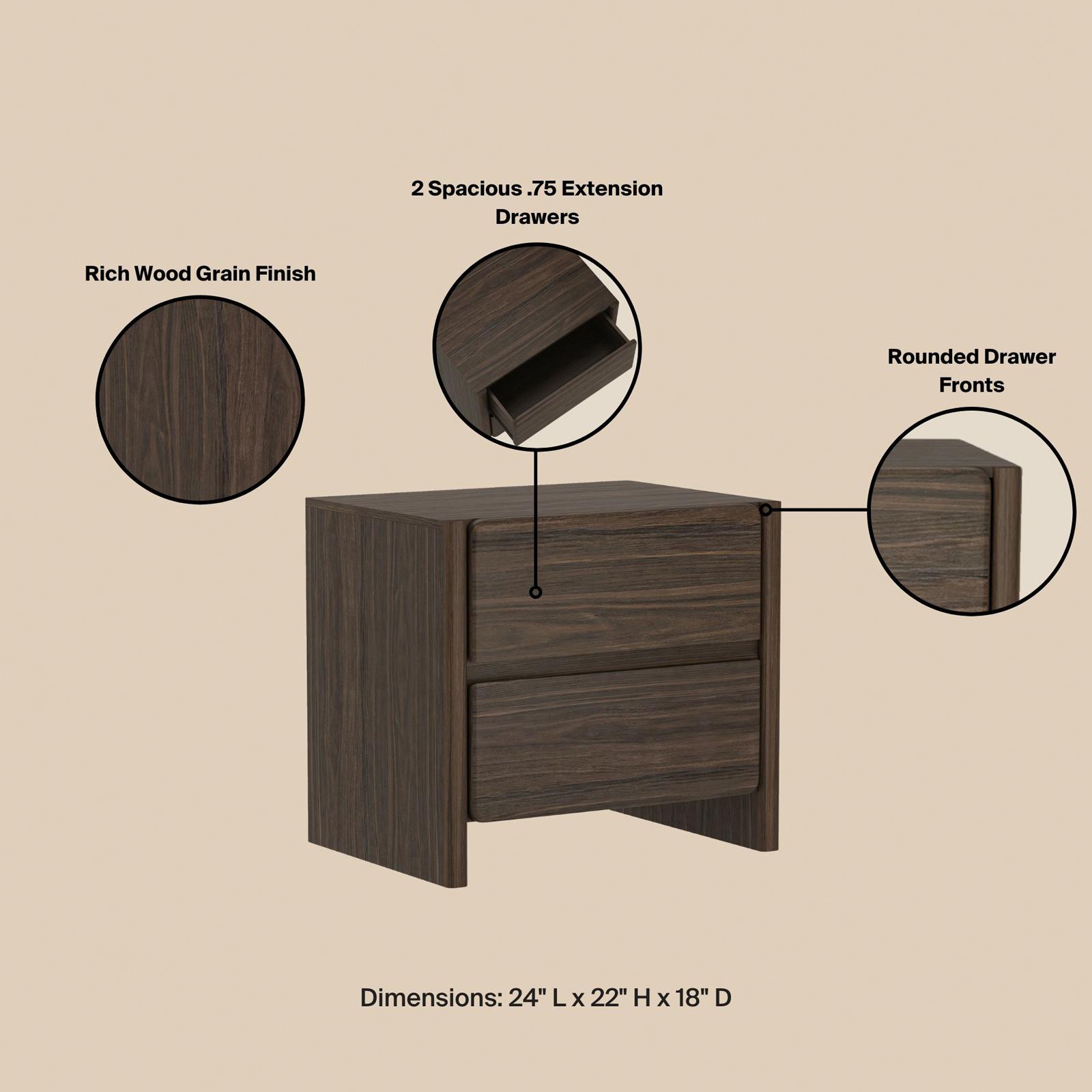 Linda 2-Drawer Nightstand, Set of 2 4 Linda 2-Drawer Nightstand, Set of 2