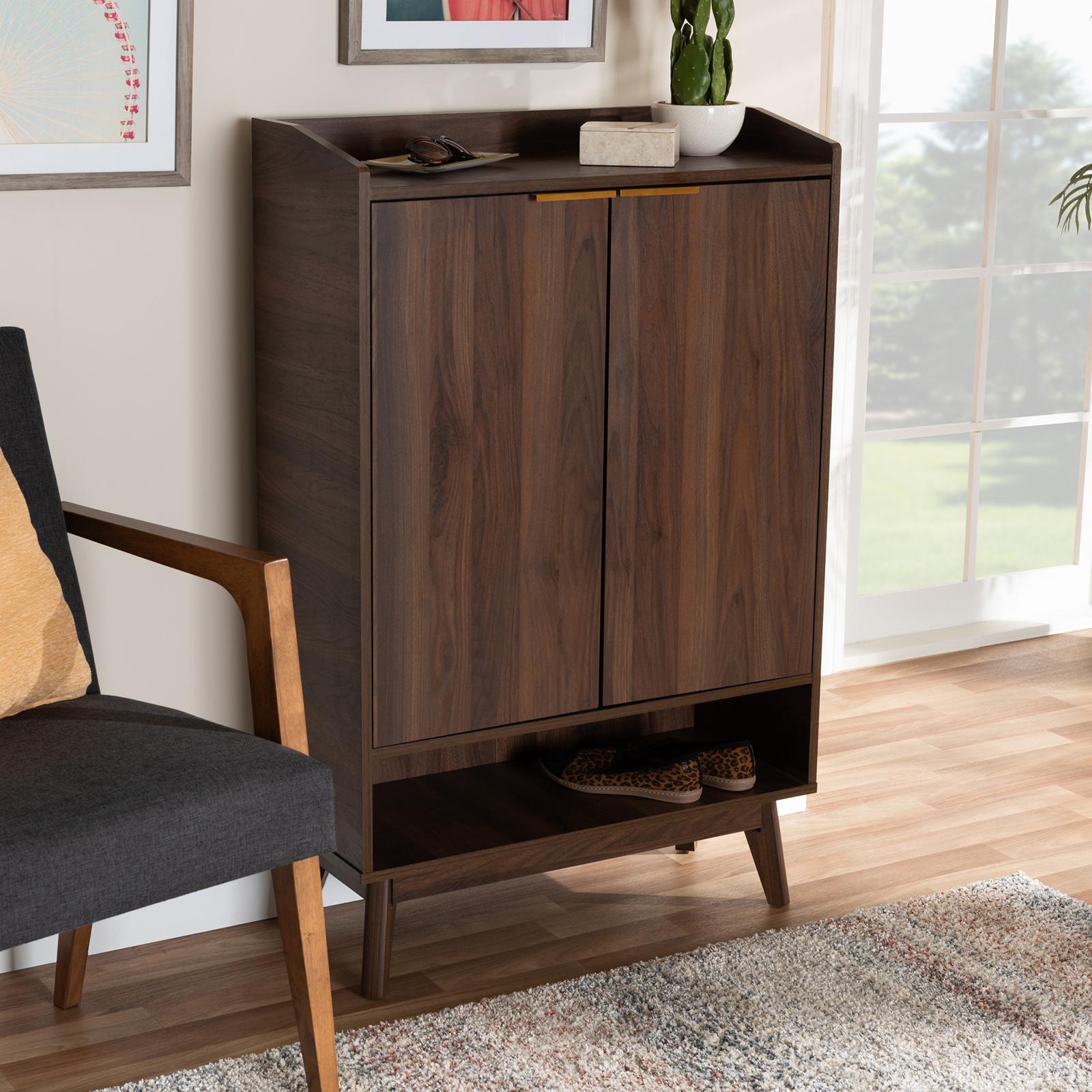 Lena Finished 5-Shelf Wood Entryway Shoe Cabinet