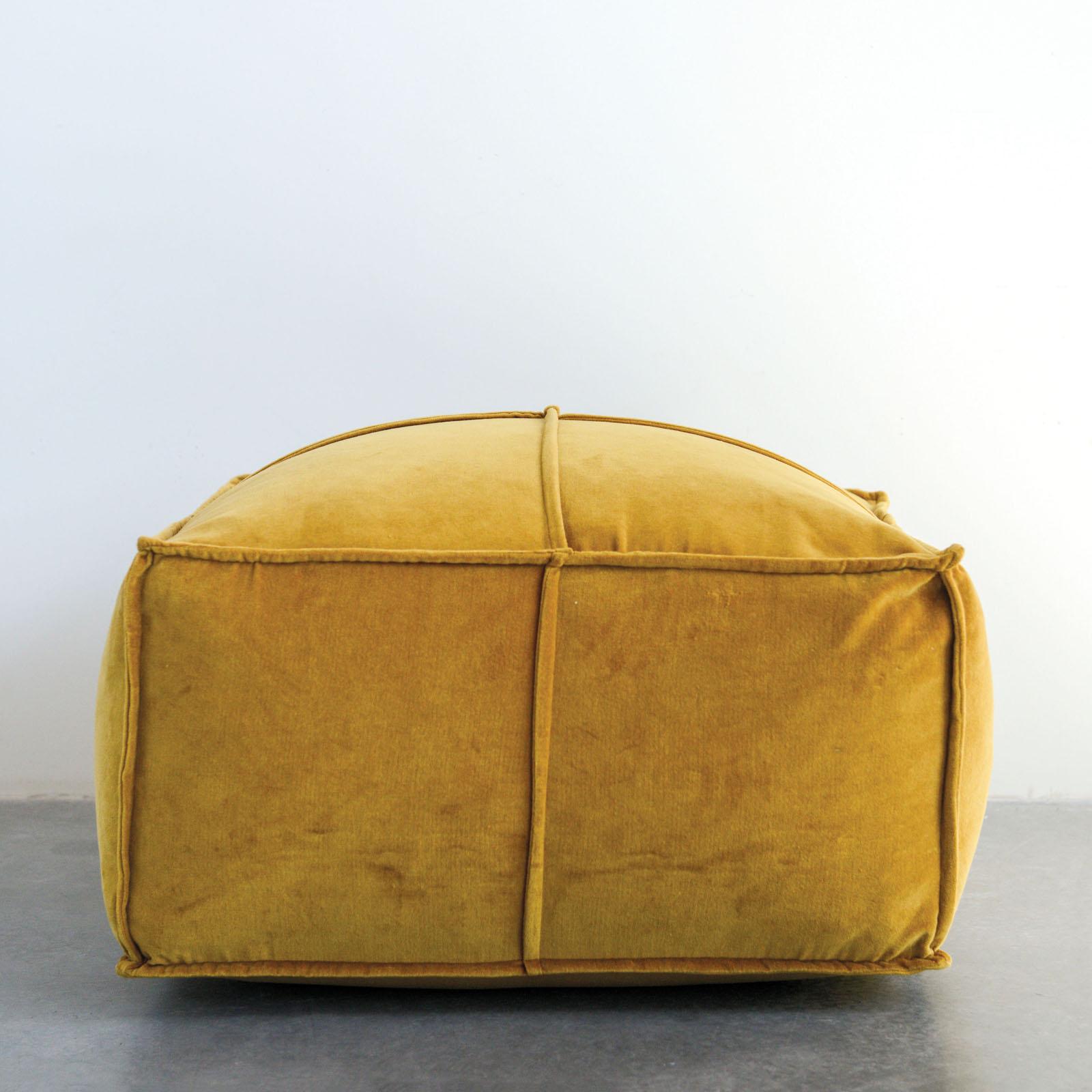 Square Cotton Velvet Pouf